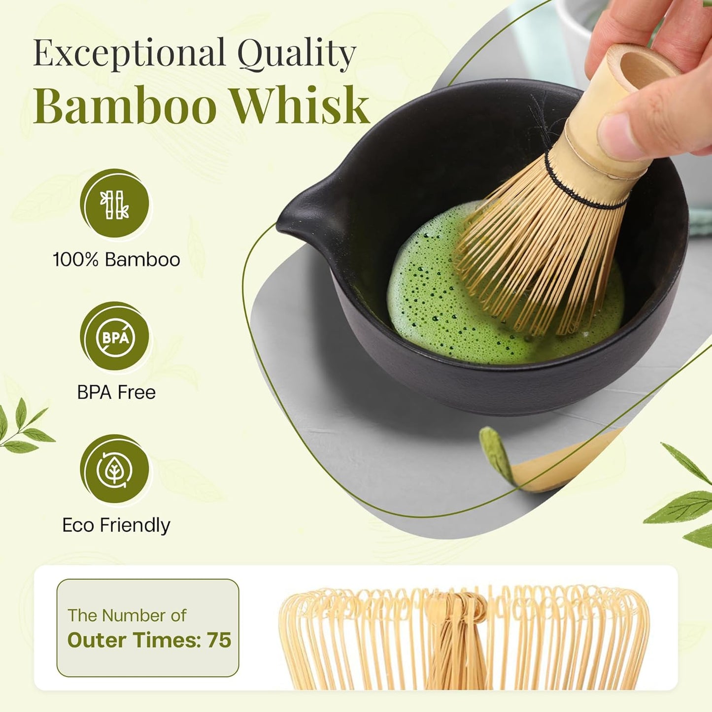 Matcha Whisk Set,includes Matcha Bowl,Matcha Whisk and Holder by Bamboo, Spout, Matcha Sifter Strainer Spoon Scoop Chasen Holder Towel- Perfect Japanese Matcha Set(8 Pcs black)