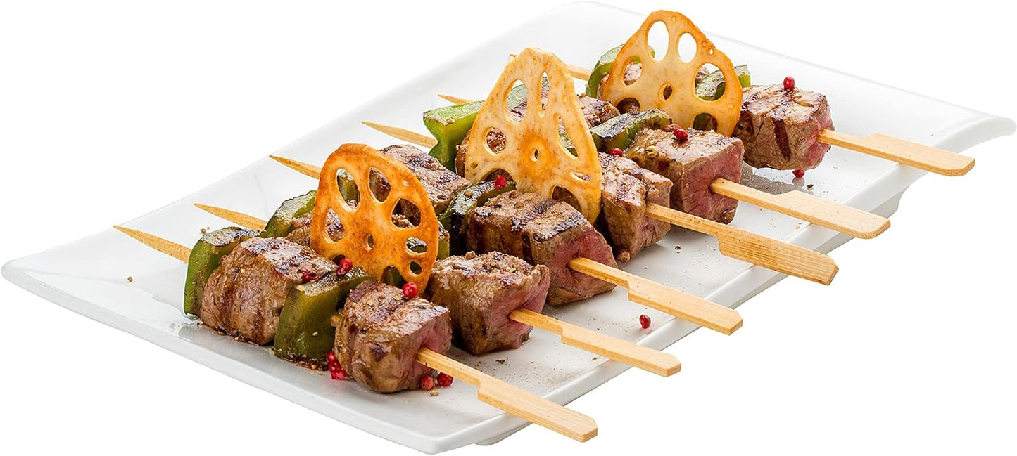 1000 Count | KingSeal Natural Green Bamboo Wood Paddle Picks, Skewers for Appetizers and Cocktails, 3.5 Inches, Bulk Pack - 10 Packs of 100