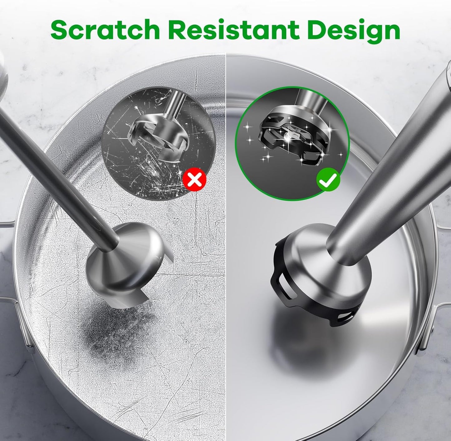 Immersion Blender Handheld Corded Hand Blenders Set 1100W, Trigger Variable Speed 5 in 1 Stick Emulsifier with Chopper, Whisk and Frother for Soup, Baby Food and Smoothies