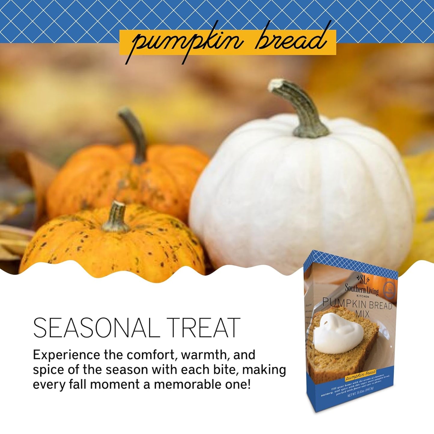 Southern Living Gourmet Pumpkin Bread Mix, Easy-to-Bake Delight, Perfect for Potlucks, Fall Dessert, Pumpkin Bread Mix, 1 Mix