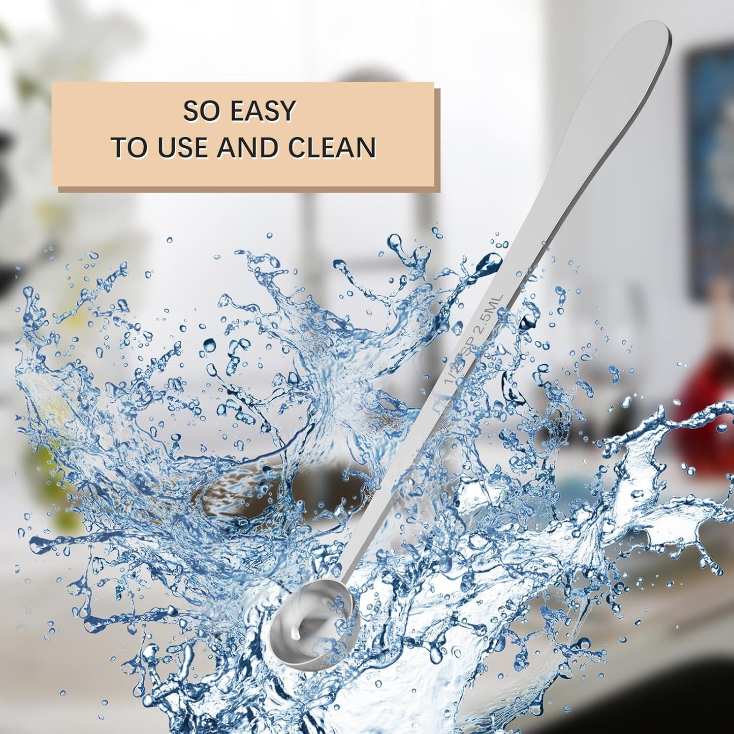 1PCS 1 Teaspoon(1tsp, 1/3tbsp, 5 ml) Single Measuring Spoon, Extra-long Handle Individual Measure Scoop, Stainless Steel Spoons Only