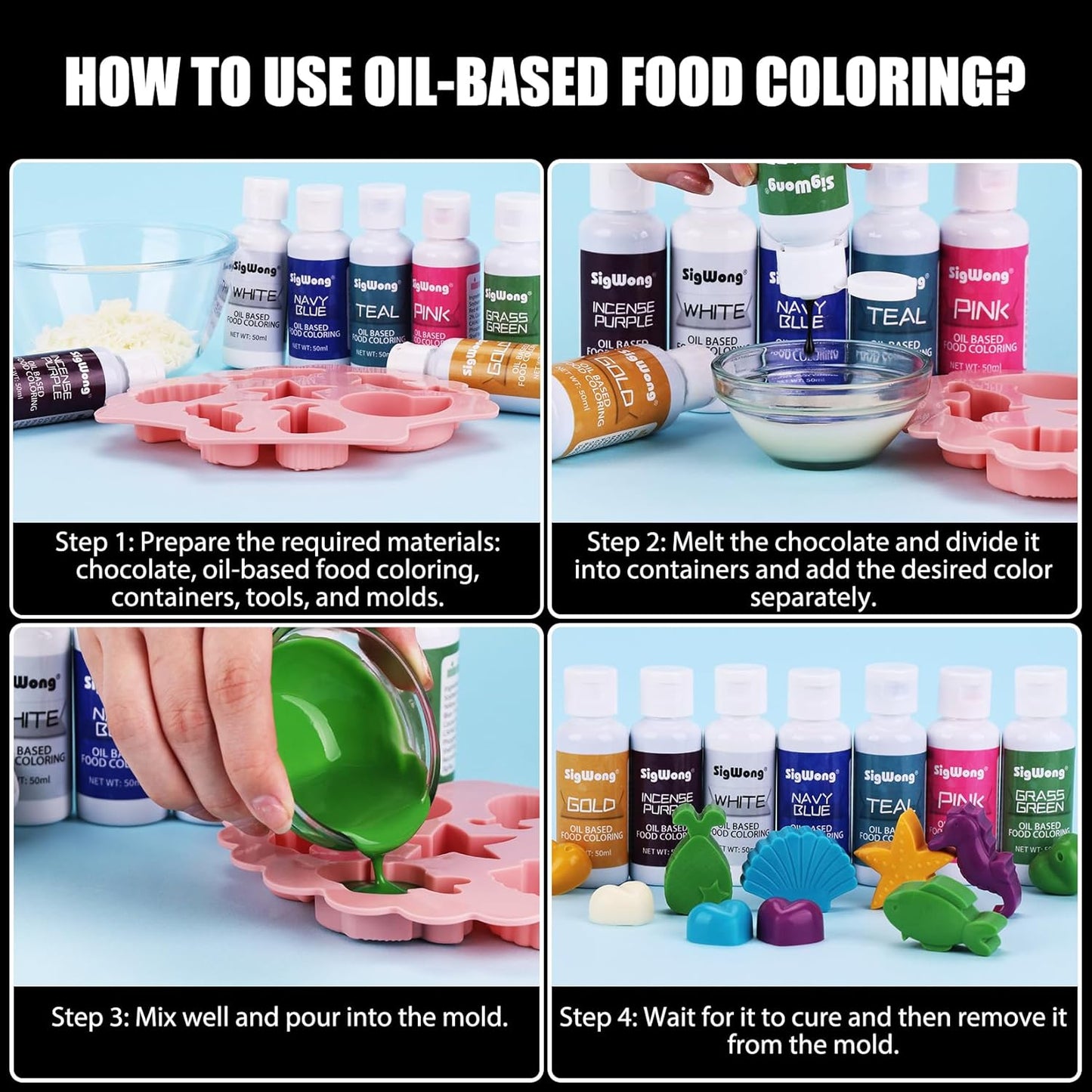 Oil Based Food Coloring for Chocolate - 50ml Black Upgraded Edible Oil Based Food Dye for Cake Decorating, Baking, Candy Melts, Cookie, Icing Frosting, Fondant, Meringues - 1.69 Fl.Oz Bottles