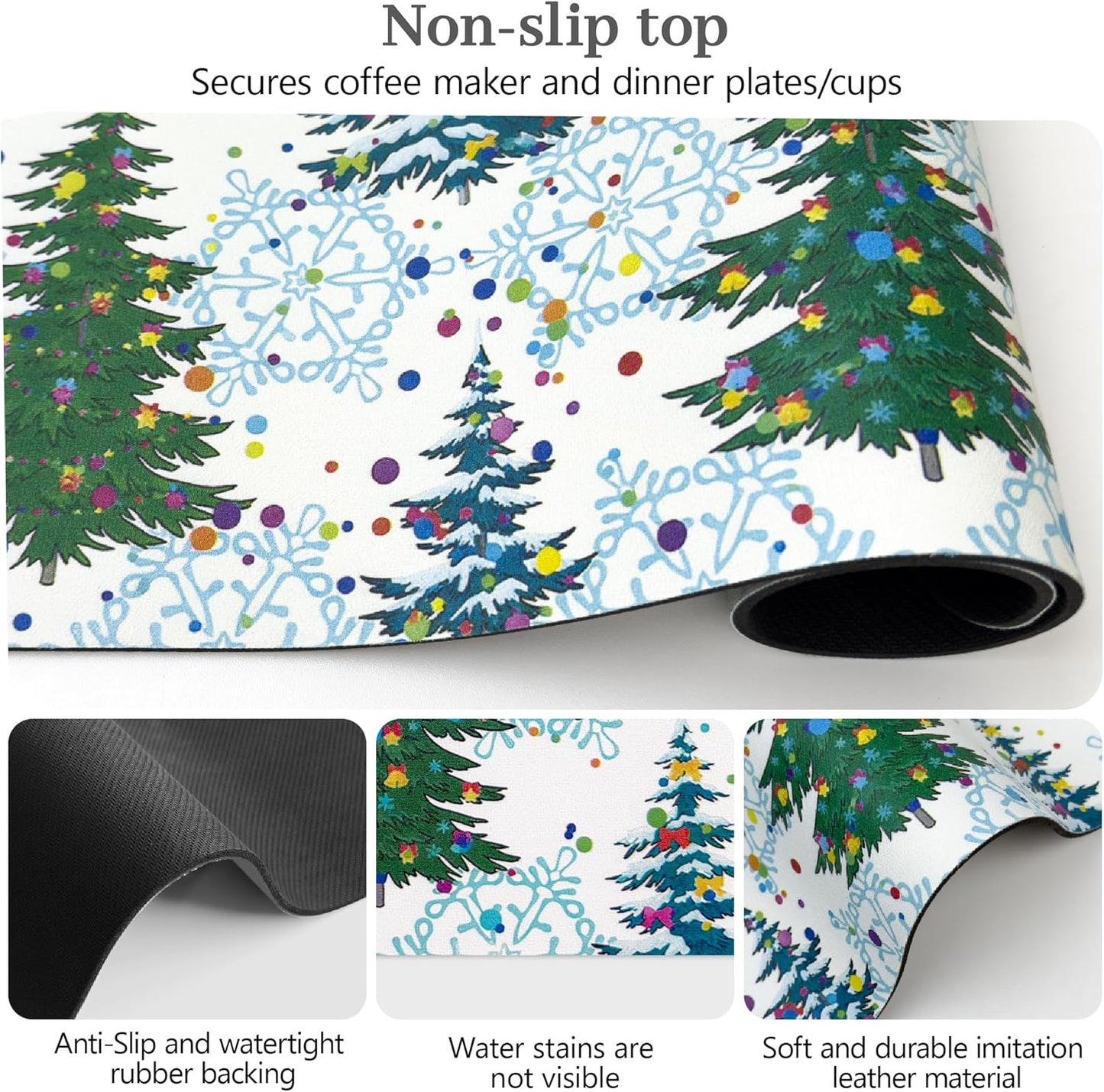 Bloss Coffee Bar Mat, Christmas 16"x24" Absorbent Bar Mat with Waterproof Rubber Back, Fit Under Coffee Maker Machine/Kitchen Counter