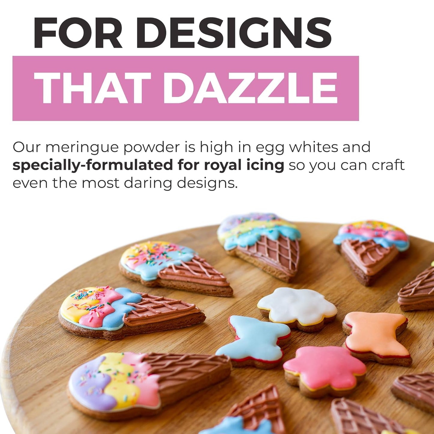 Meringue Powder (14oz) For Royal Icing, Premium Quality, High Egg White Formula, Create Incredible Royal Icing or Frosting for Sugar Cookies, Naturally Flavored, Verified Gluten Free, Non-GMO Sourced