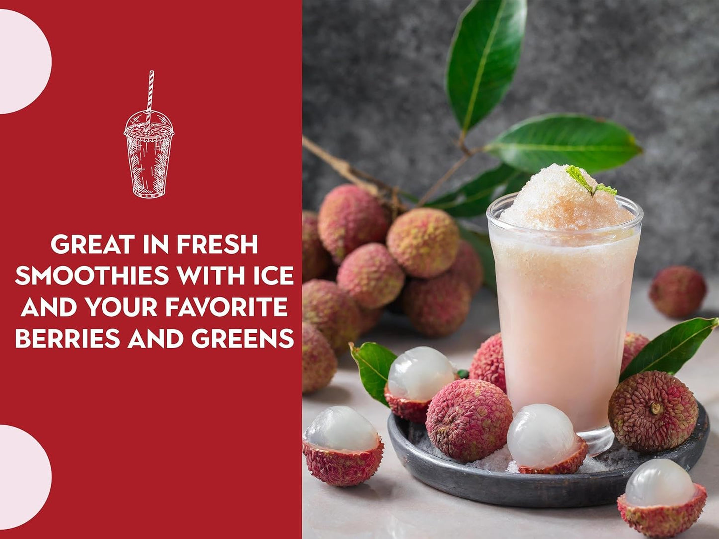 Ancient Roots Freeze-Dried Lychee Fruit Powder – 100% Organic, All-Natural Food Coloring, Rich in Antioxidants, No Added Sugar or Preservatives, 25 Servings (3.5 oz)