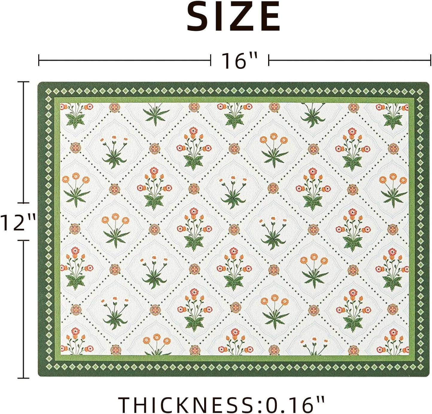 Dish Drying Mat, Diatomaceous Earth Soft Coffee Mat, Absorbent Silicone Dish Drying Mat for Kitchen Counter or Sink for Kitchen Bathroom Coffee Bar (Green, 12 x 16 Inches)