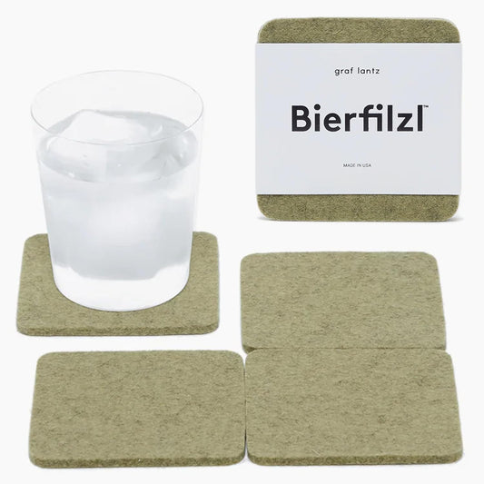 Graf Lantz - Bierfilzl Merino Wool Square Coasters Set of 4 - Sage (4"x4"x5mm) - Absorbs 30% of Weight - Natural German Wool - Heat Resistant, Sustainable, Reusable - Home Decor, Coffee Table Decor