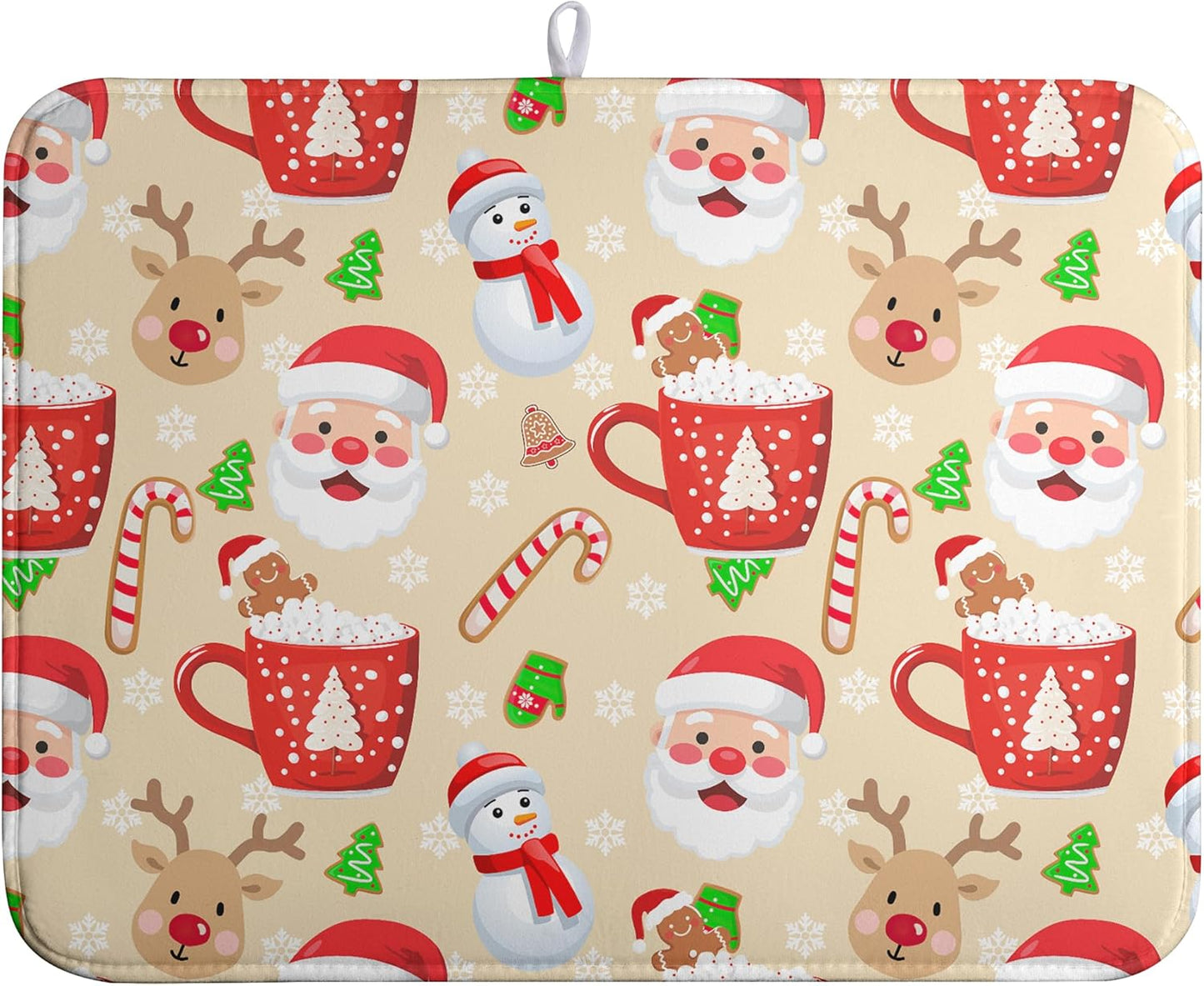 Christmas Gingerbread Man Dish Drying Mat Winter Snowflake Snowman Xmas Kitchen Drying Mat Dish Dryer Mat Absorbent Microfiber Dish Drying Mat Dish Draining Mat for Christmas Decorations 18x24 inch