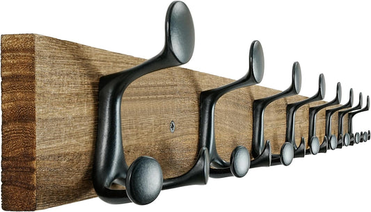 SKOLOO 43-Inch Wood Burnt Coat Rack Wall Mount with 8 Triple Hooks - Ideal for Family Entrances, Classrooms, and Pet Supplies Storage - Perfect Coat Hooks for Wall