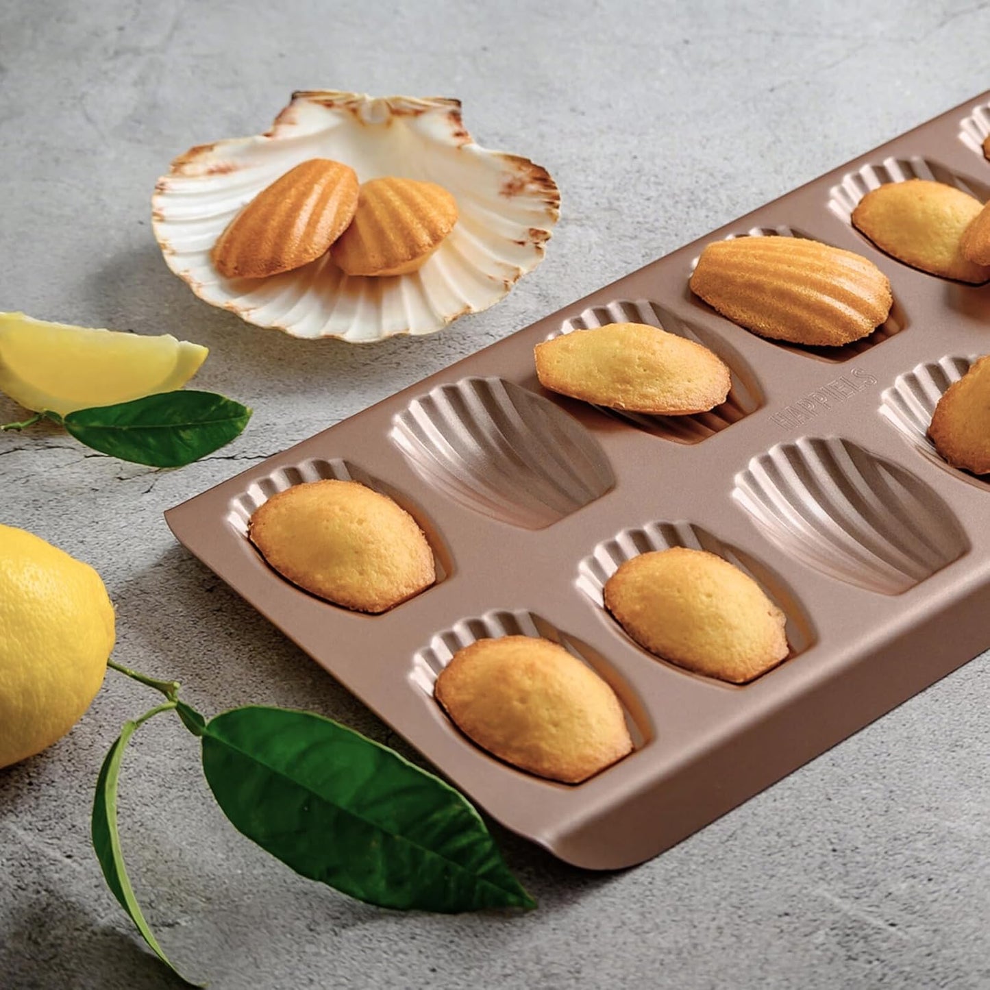 Non Toxic Nonstick Madeleine Pan 12 Well Set of 2 (24 wells) | Non Stick Nontoxic Madeleines Pans for baking | Madeleine Cake Cookie Mold | Madeleine tray for oven | French tin 12