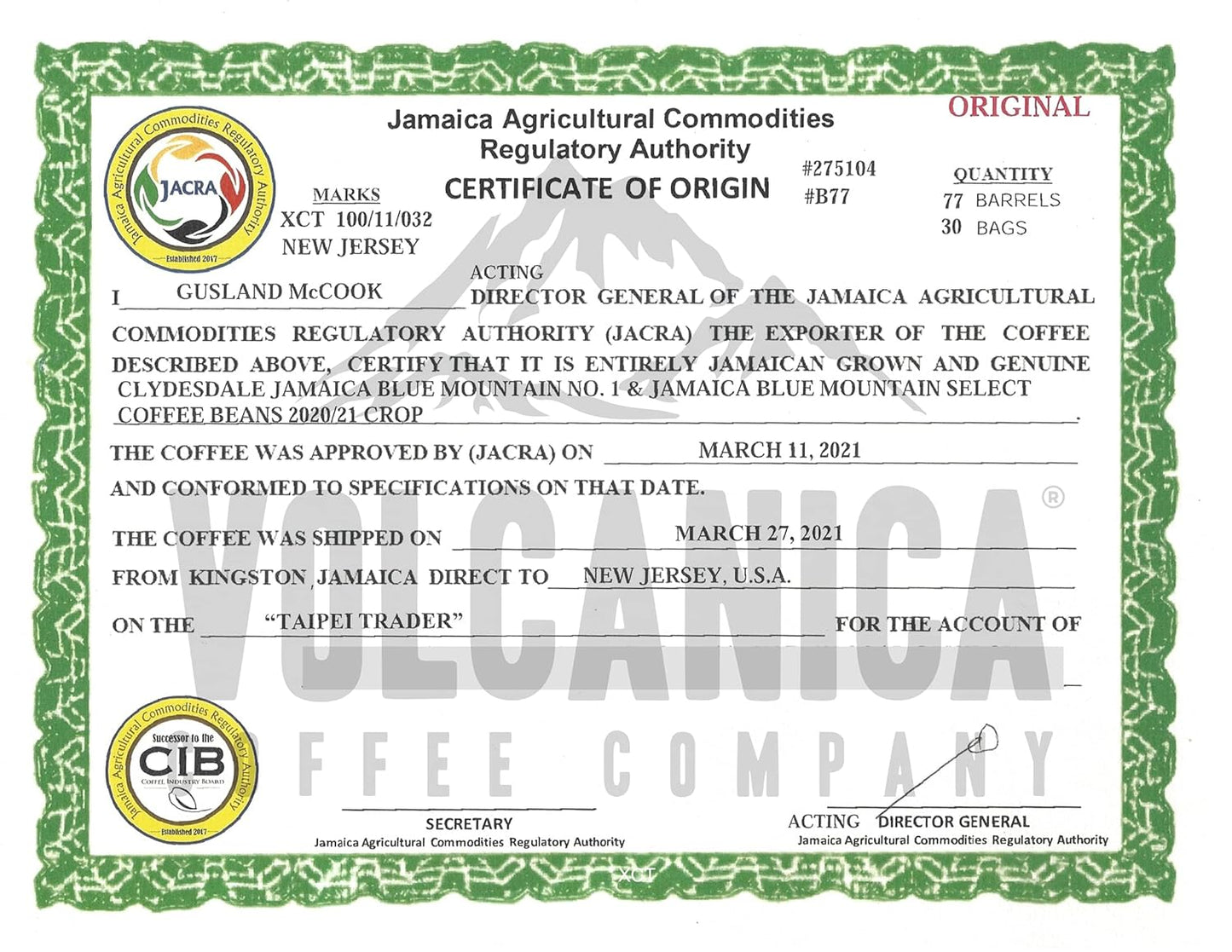 Jamaican Blue Mountain Coffee, 100% Pure, Ground, Fresh Roasted, 5 lbs