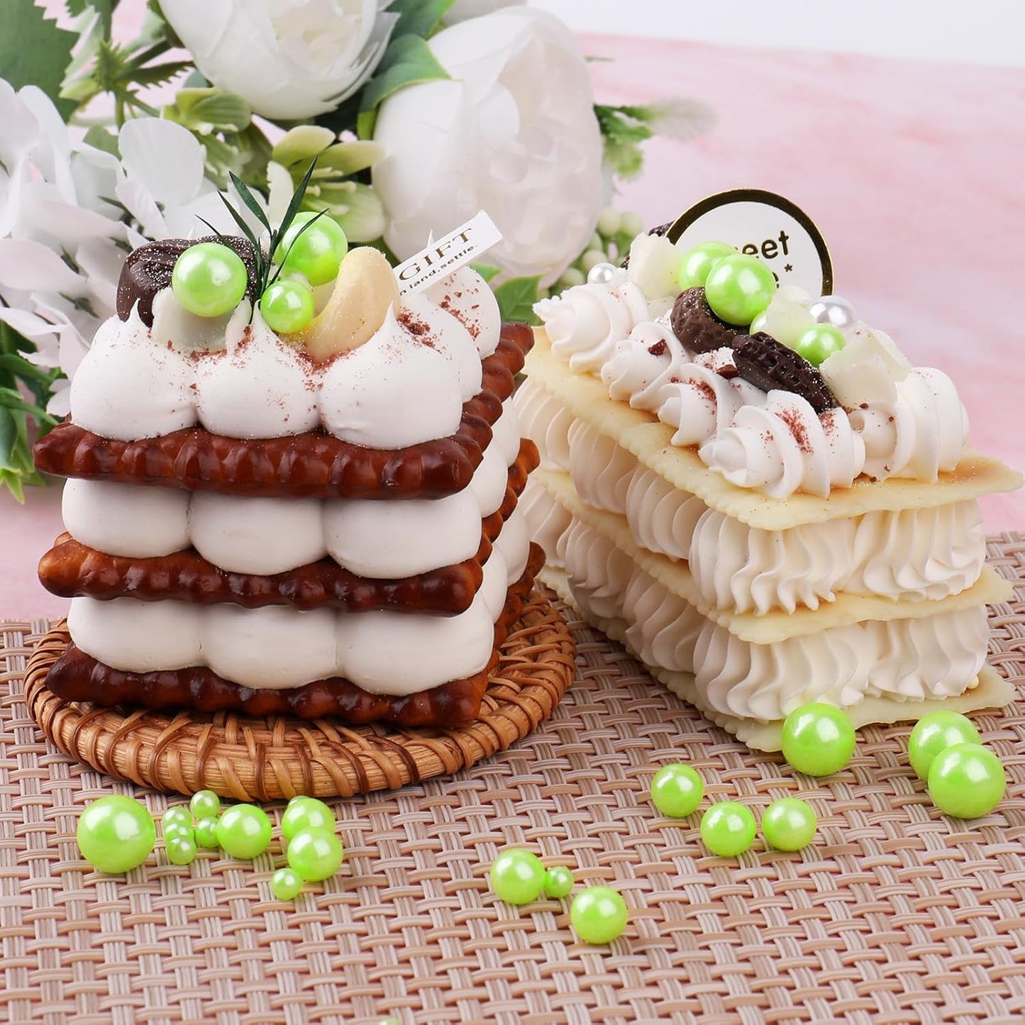 Light Green Sprinkles for Cake Decorating, 6 Sizes Mix Edible Pearl Sugar for Cupcake Cookie Ice Cream Topping, Wedding Parties Christmas Supplies 4.6 oz