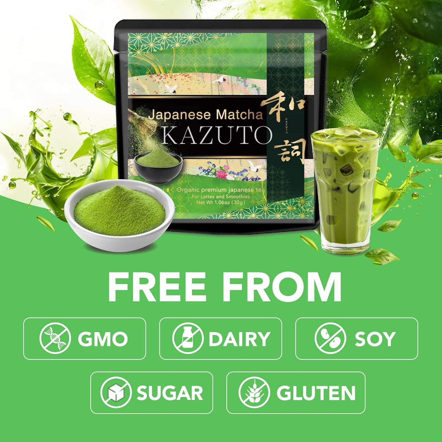 Kazuto Matcha Organic For latte And Cooking – Authentic Japanese First Harvest Culinary Grade Matcha Green Tea Powder from Shizuoka Antioxidants Unsweetned