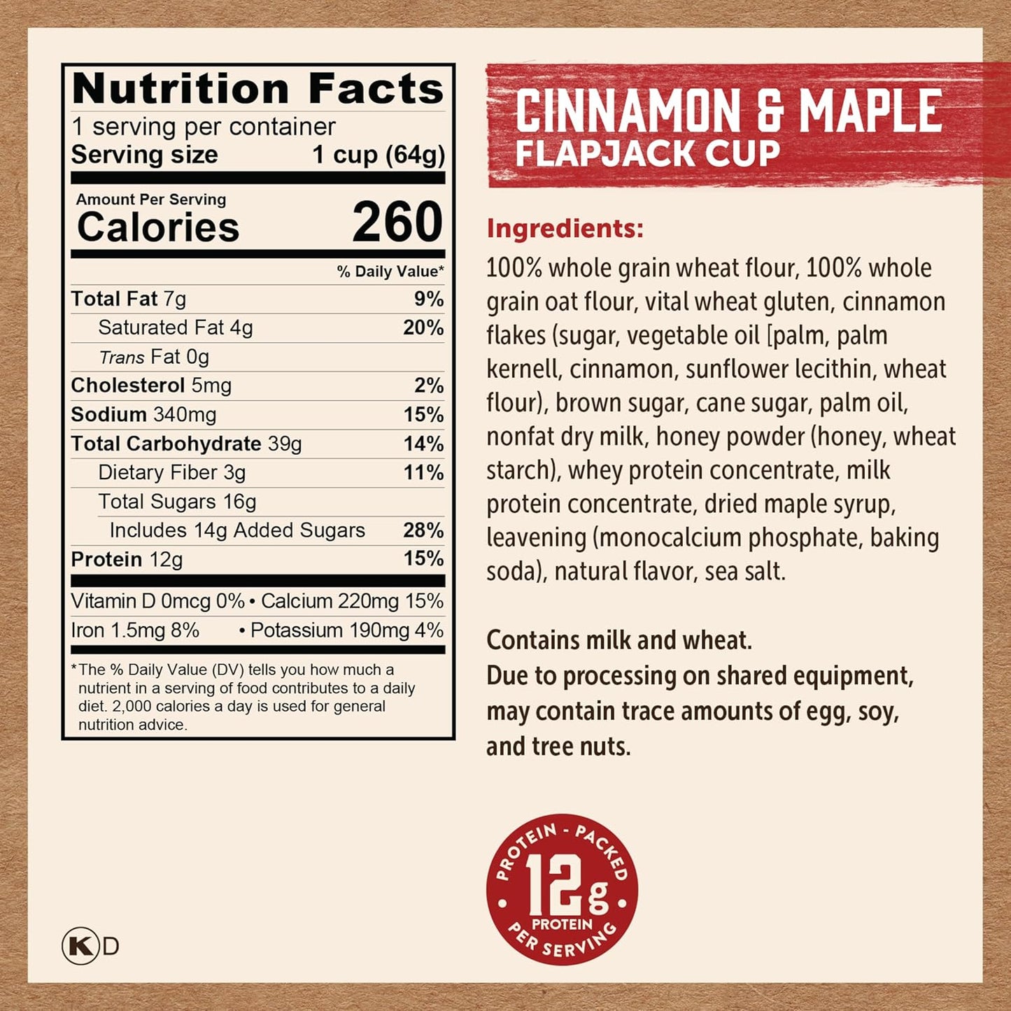 Kodiak Cakes Pancake On the Go, Cinnamon and Maple, 2.26 Ounce (Pack of 12)