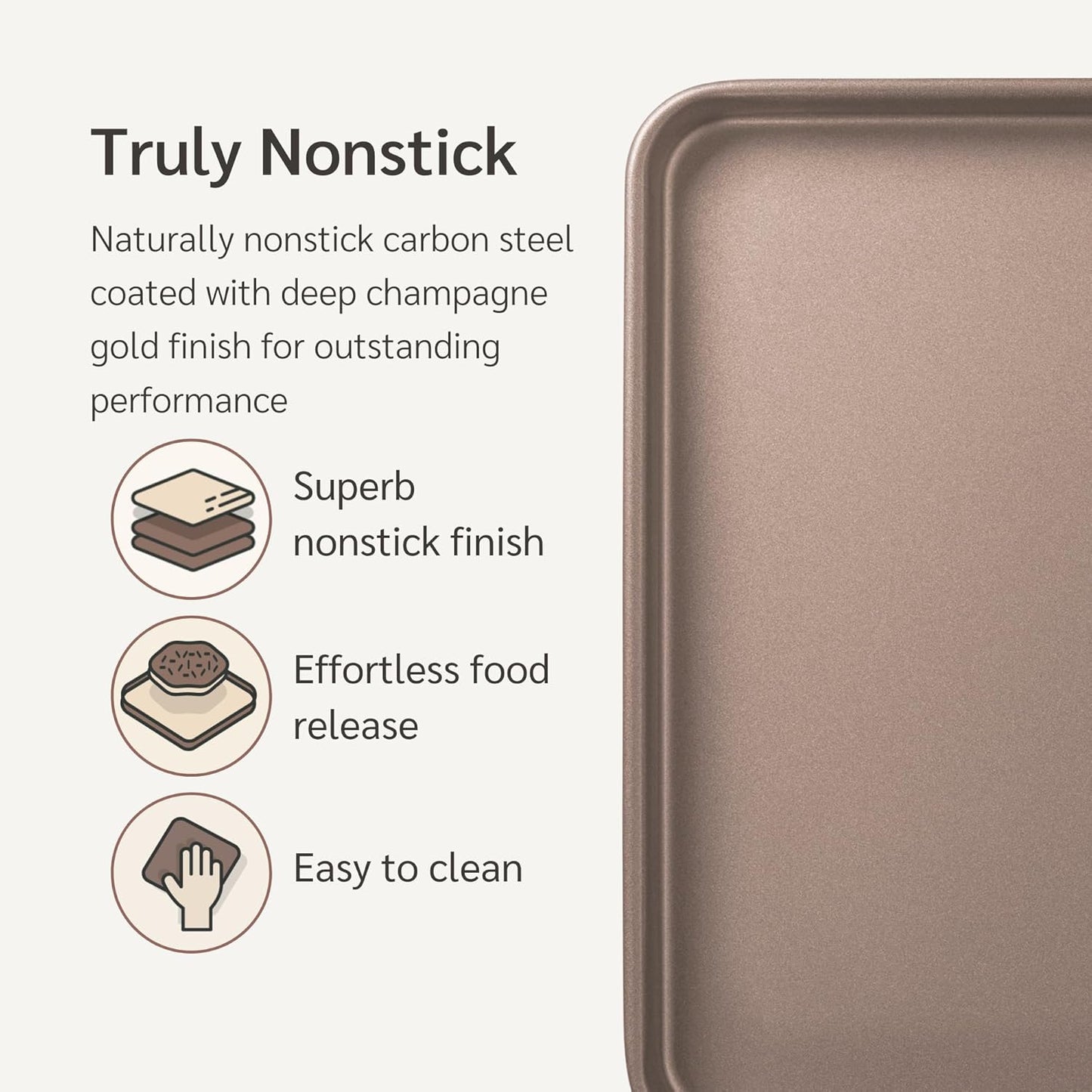 Nonstick Non-Toxic 18-inch Half Baking Sheet 2-Pack | Premium Extra Thick Sheet Pan | Warp Resistant Large Cookie Sheet