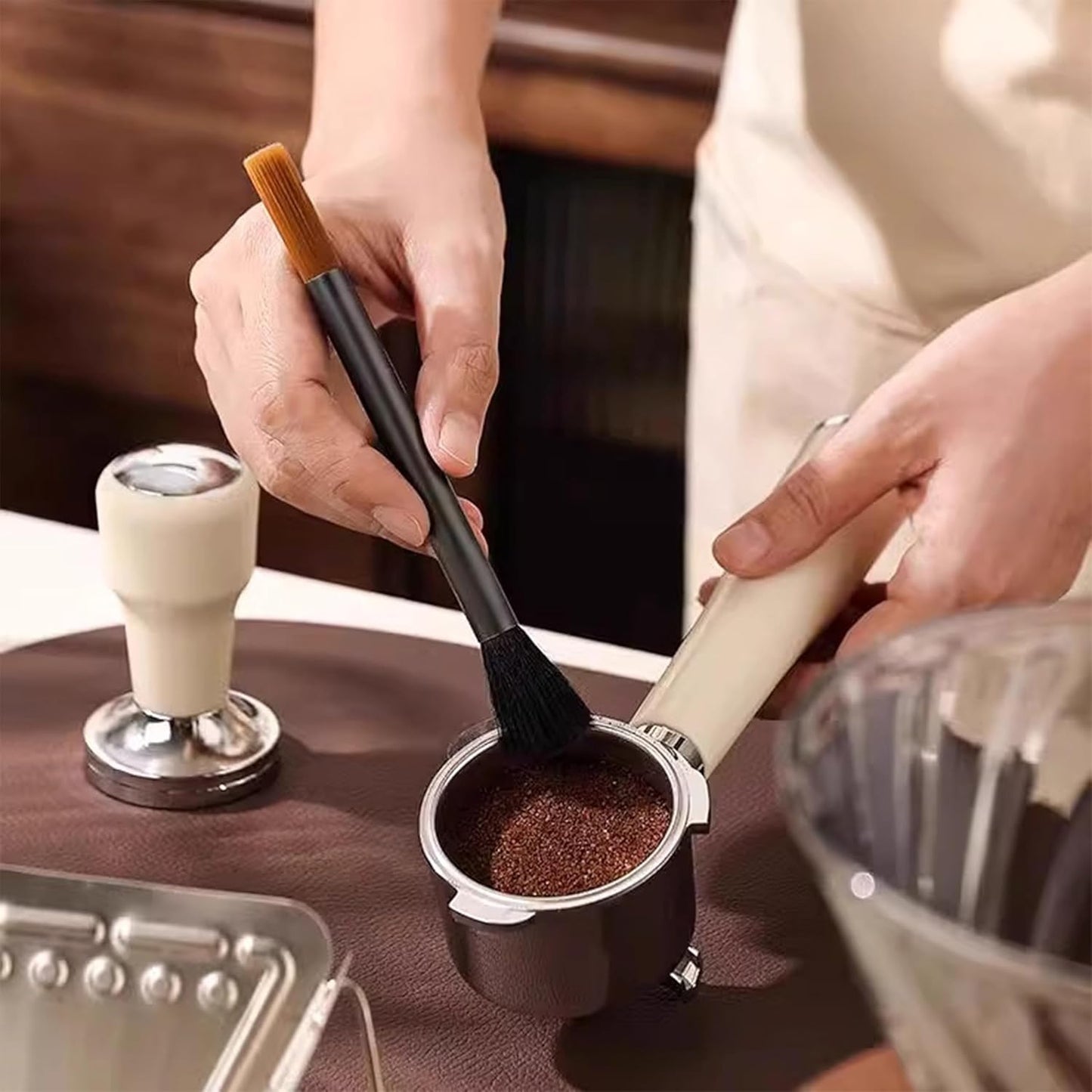 Coffee Art Pen Set for Baristas, Wooden Coffee Drawing Tool for Latte, Cappuccino, Macchiato, Espresso Milk Foam Design Pen, Premium Accessories Set with Coffee Brush and Stainless Steel Case (Gold)