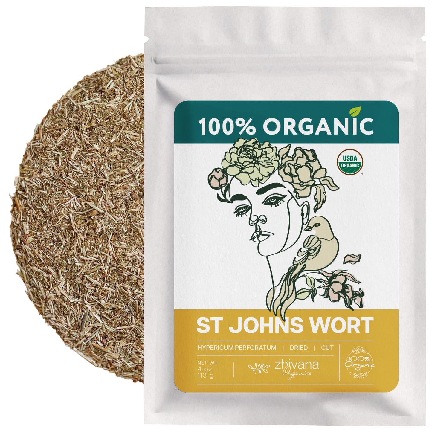 Organic St Johns Wort Tea (4 oz.) – 100% Pure Dried Saint John’s Wort Herb – Te de Hierba de San Juan Organica