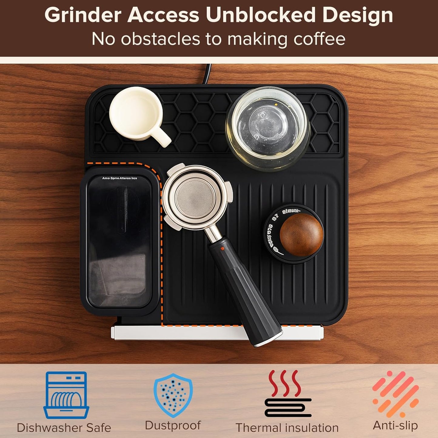 Top Mat for Ninja Luxe Cafe Espresso Machine ES601, Protects Top Surface, Anti-scratch, Easy to Clean, Waterproof, Heat Resistant, Non-Slip Silicone Coffee Machine Mat for Ninja Luxe Cafe Accessories