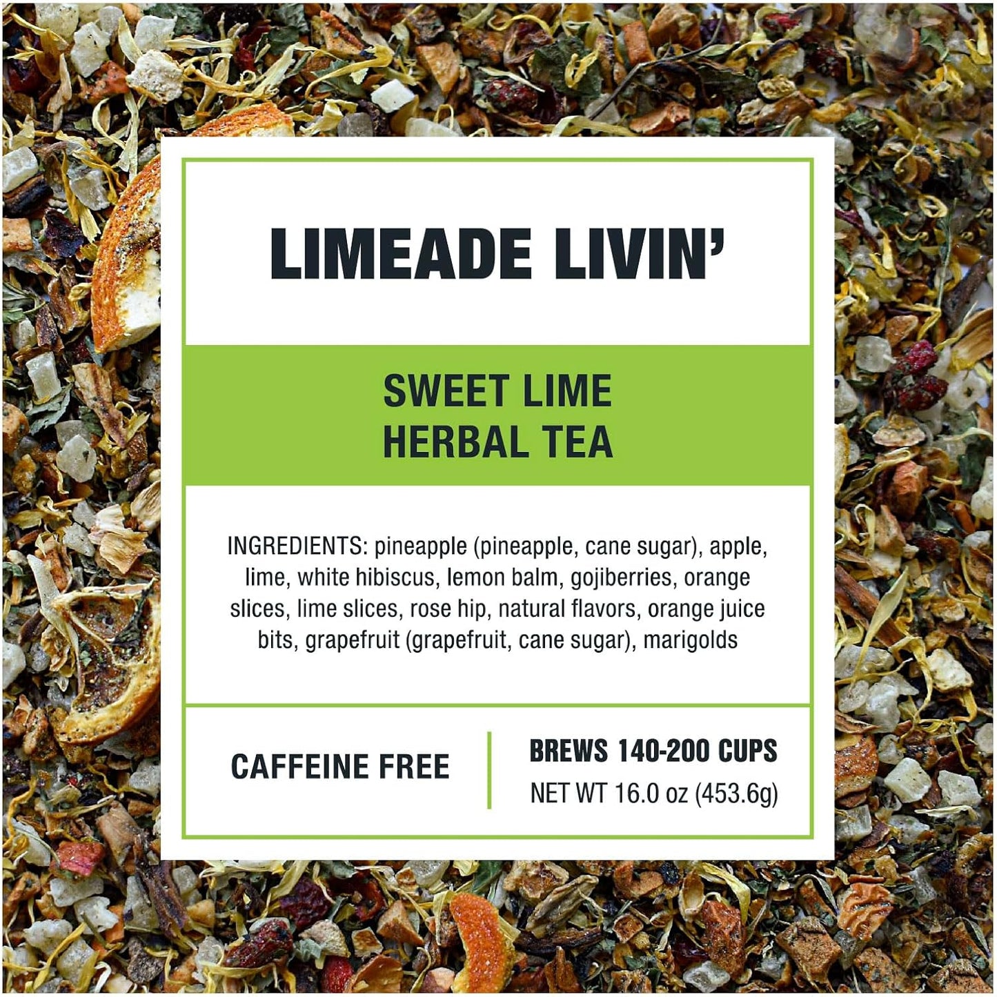 Tiesta Tea - Limeade Livin, Loose Leaf, Sweet Lime Herbal Tea, Premium Non-Caffeinated Blend, Make Hot or Iced, Brews Up to 200 Cups, 16 oz Resealable Bulk Pouch