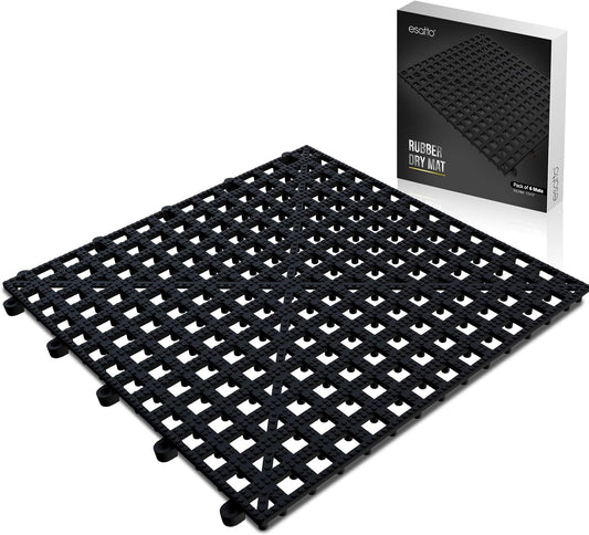 Esatto 12 Pack Interlocking Shelf Mats 12″, Black – for Spills, Clean Bars, Stain Protection, and an Anti-Slip Surface