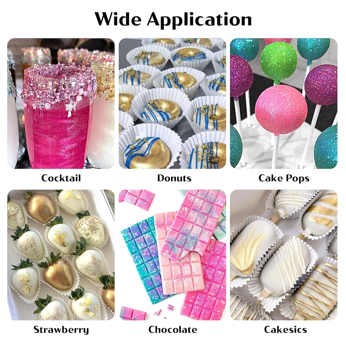 Edible Glitter for Cocktails - 12 Colors Herbeklab Luster Dust Edible Drink Glitter Food Grade Metallic Shimmer Powder Cake Sprinkles for Beverage Chocolate Candy, 5g/Bottle