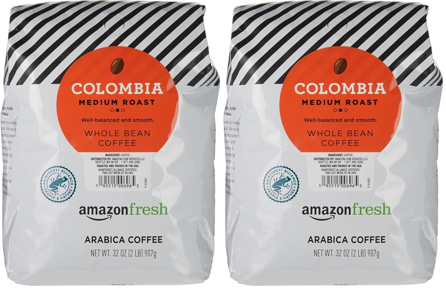 Amazon Fresh, Colombia Whole Bean Coffee Medium Roast, 32 Oz (Pack of 2)