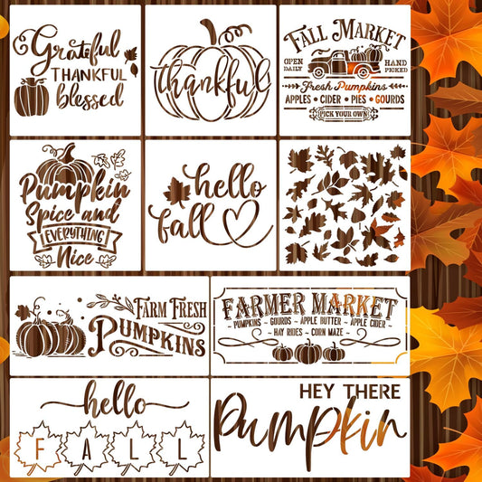 Fall Stencils for Crafts Reusable Pumpkin Stencil Hello Fall Stencils for Painting on Wood Signs Door Hanger Canvas Fabric DIY Crafts