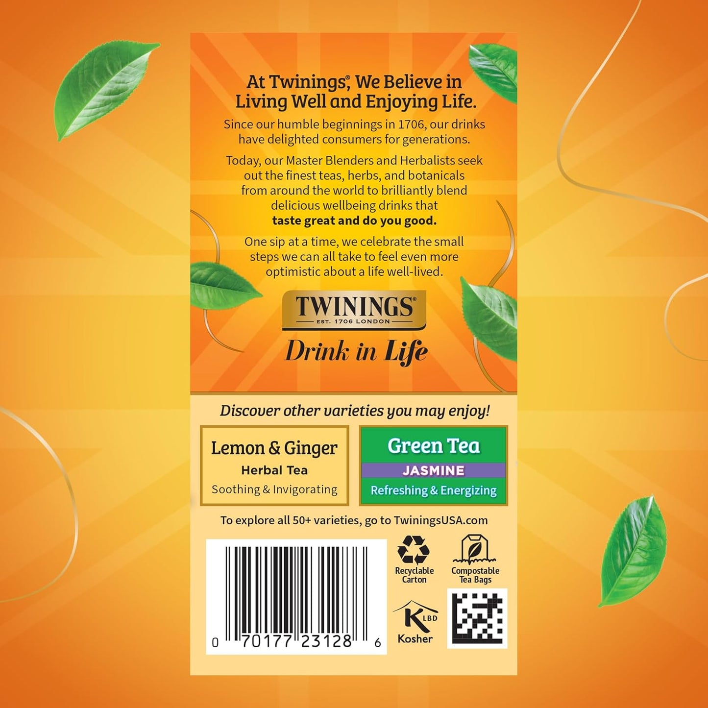 Twinings Camomile, Honey & Vanilla Herbal Tea Individually Wrapped Bags, 20 Count (Pack of 6), Naturally Caffeine-Free, Enjoy Hot or Iced, 120 Teabags