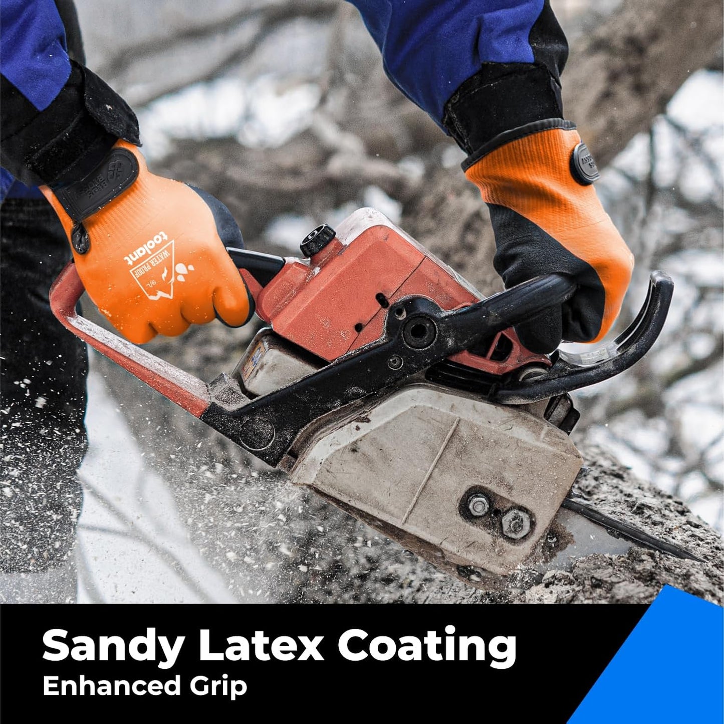 100% Waterproof Gloves for Men and Women, Winter Work Gloves for Cold Weather, Thermal Insulated Freezer Gloves, Touch Screen, With Grip, Orange, Small