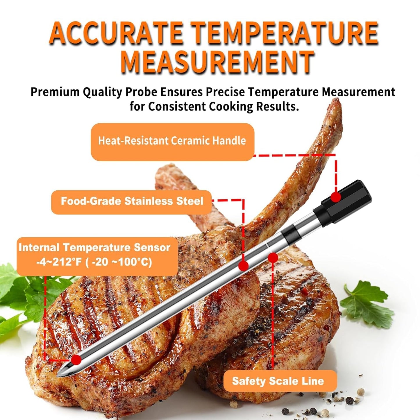 Smart Bluetooth Meat Thermometer - Long Range Wireless Food Thermometer, Digital Meat Thermometer with Dual Probes for BBQ Grill, Oven, Smoker, Air Fryer