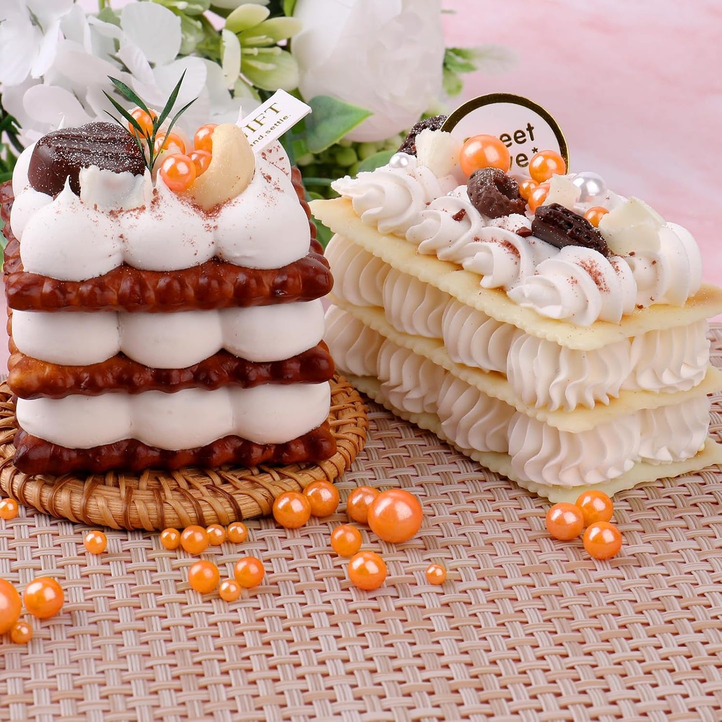 Orange Sprinkles for Cake Decorating, 6 Sizes Mix Edible Pearl Sugar for Baking Cookies Cupcake Donuts Topping, Wedding Parties Christmas Supplies 4.6 oz