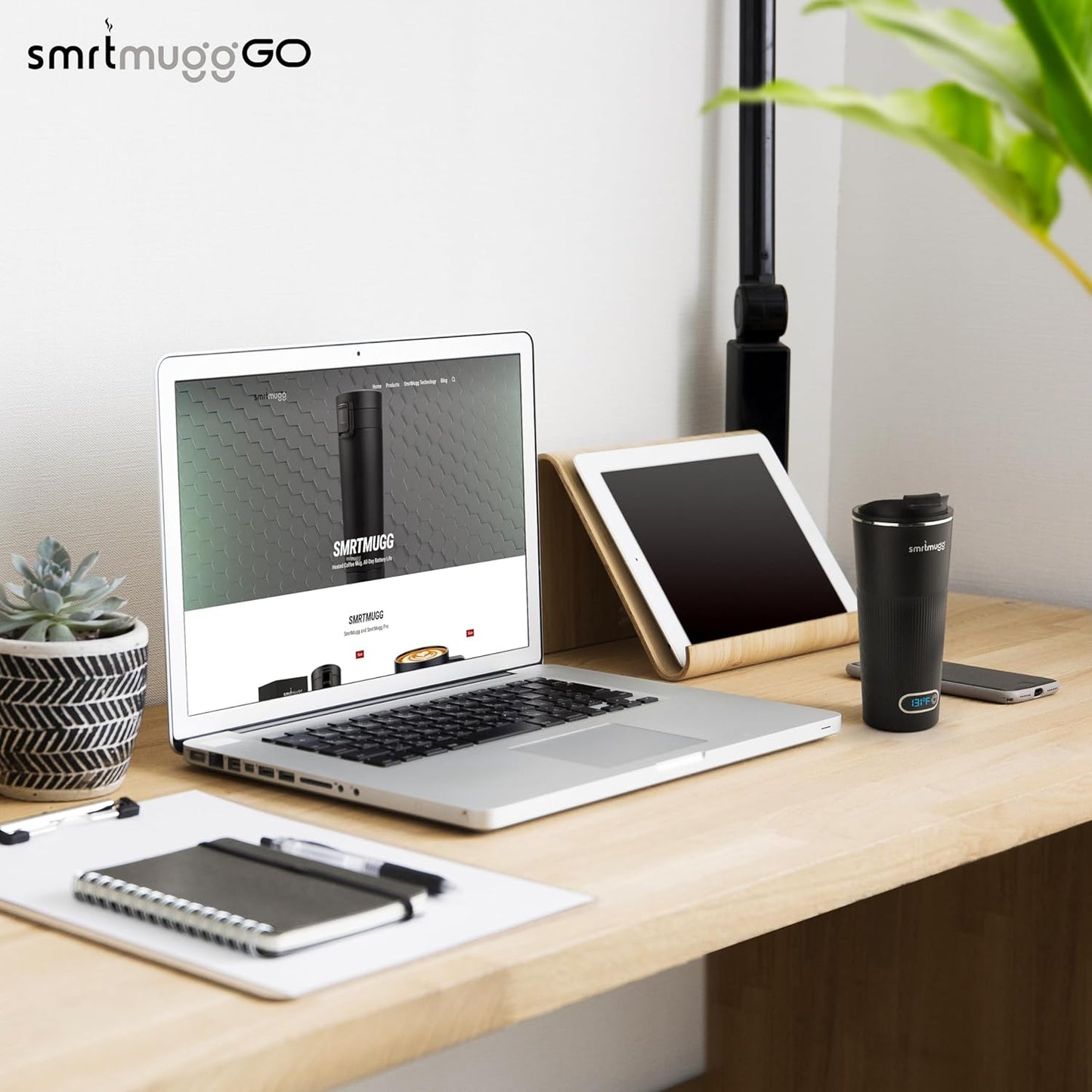 GO Heated Coffee Mug, Travel Mug, 13.5 OZ. Smart Mug, Battery Powered Heated Coffee Mug, Great for Coffee and Tea, Snap on Magnetic Charging Cord, New and Improved (Black)