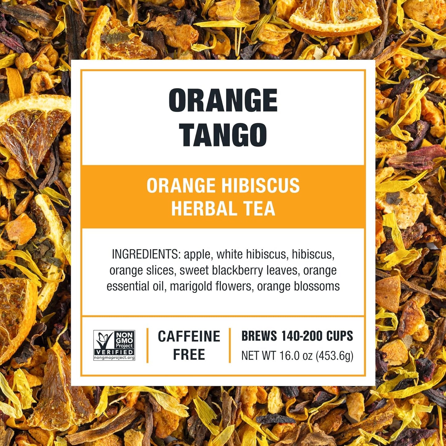 Tiesta Tea - Orange Tango, Loose Leaf, Orange Hibiscus Herbal Tea, Premium Non-Caffeinated Fruit Blend, Makes Hot or Iced & Up to 200 Cups, 16oz Resealable Pouch