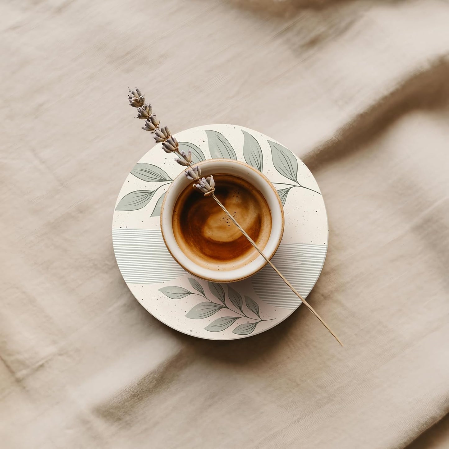 VEYRO Coasters Set of 6 for Drinks – Absorbent Ceramic Stone Drink Coasters with Cork Backing for Coffee Table & Desk, Modern Boho Look Cup Coaster Set, Housewarming Gift for New Home