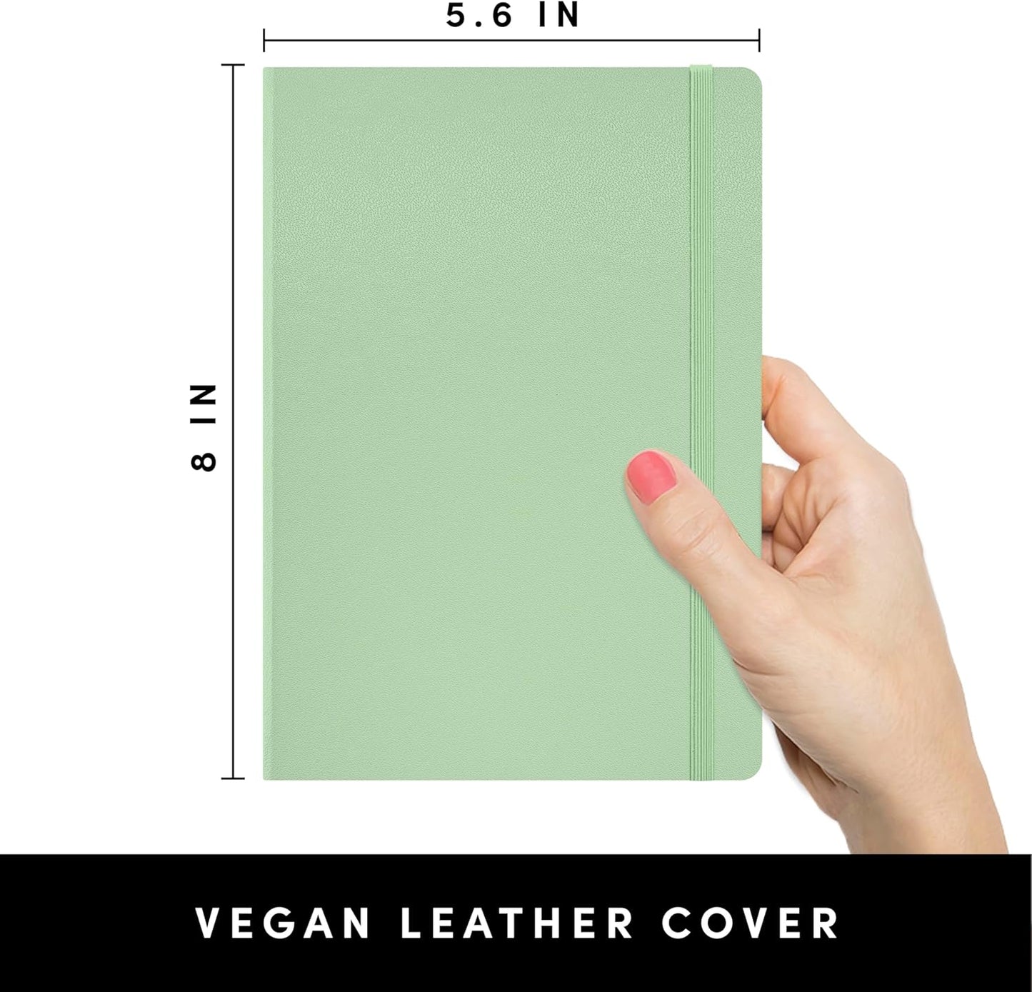PAPERAGE Graph Paper Journal Notebook, (Sage Green), 160 Pages, Medium 5.6 in x 8 in - 100 GSM Thick Paper – Hardcover Grid Notebook for Work or School