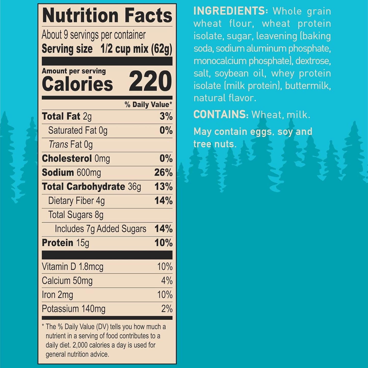 Krusteaz Protein Pancake Mix, Buttermilk Pancake Mix, 100% Whole Grain Flour & 15g of Protein Per Serving, Also Makes Waffles, Just Add Water (1.25 Pound (Pack of 4))