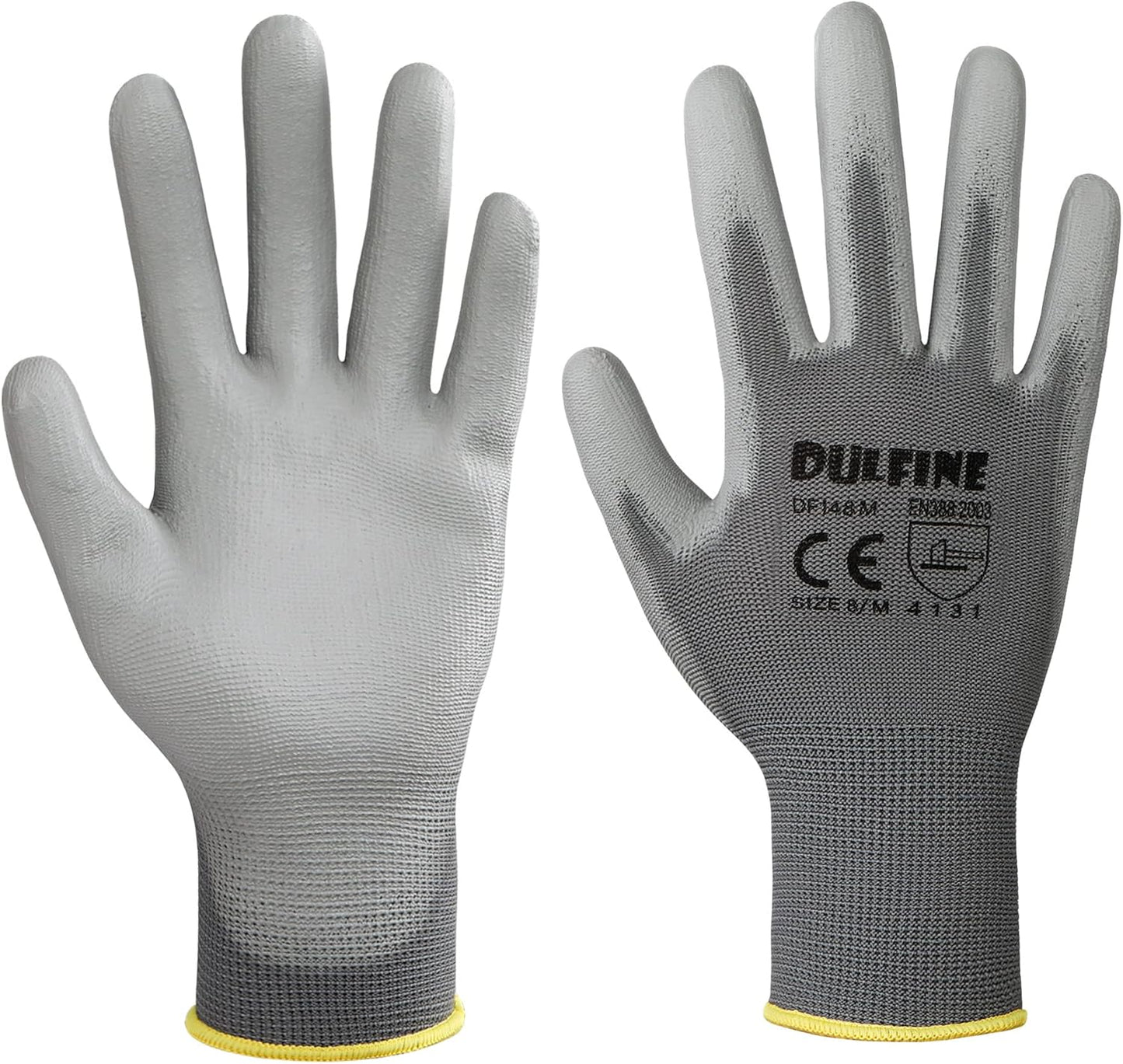 DULFINE Men's Grey Seamless Knit Protective Gloves, 60 Pairs, Medium
