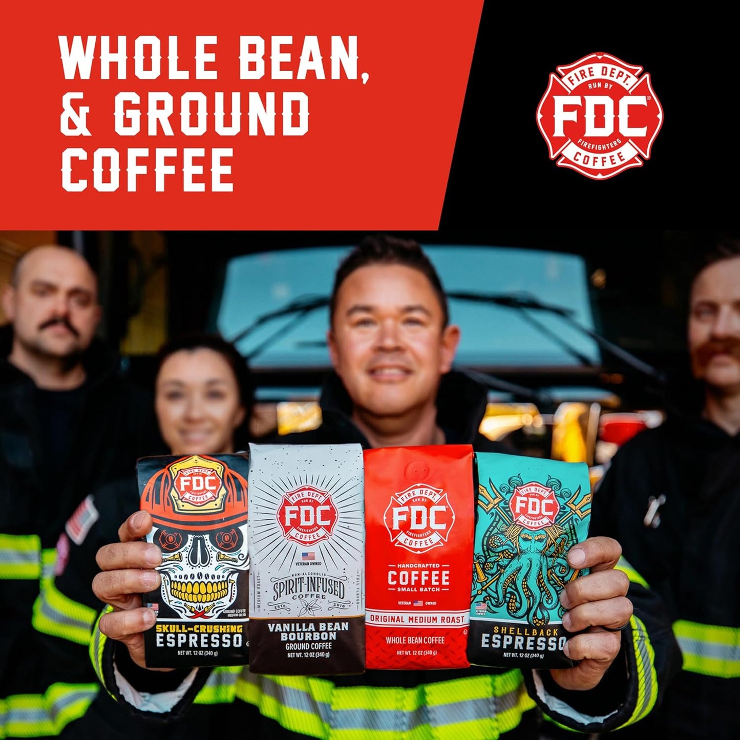 Fire Department Coffee - Gives Back to Firefighters - Bold & Smooth Dark Roast Ground Coffee - Roasted in the USA - Veteran Owned - 12 oz