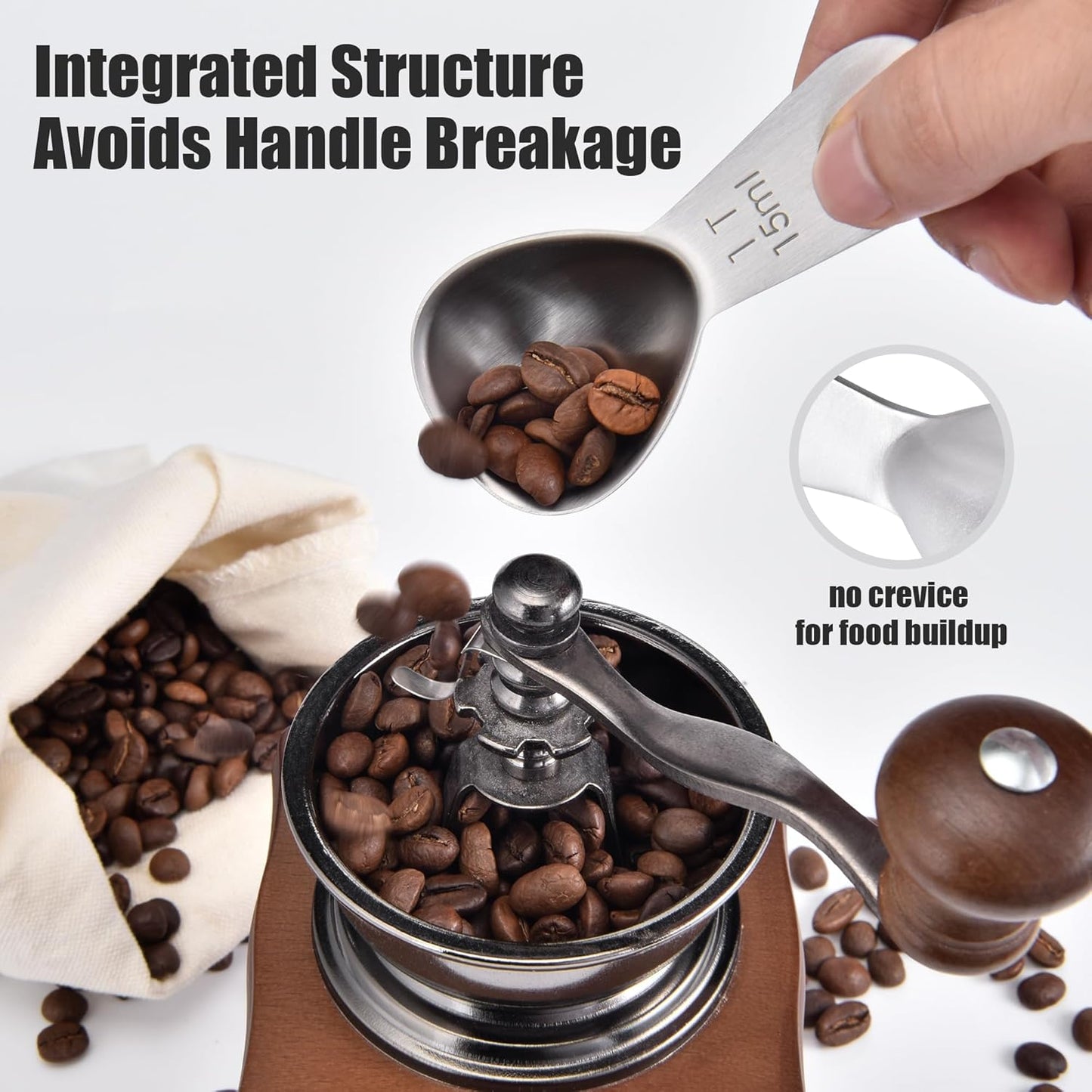 18/8 Stainless Steel Coffee Scoop, Doosu Heavy Duty Metal Tablespoon Measuring Spoon for Ground Coffee Tea Powder (1 tbsp/15 ml)