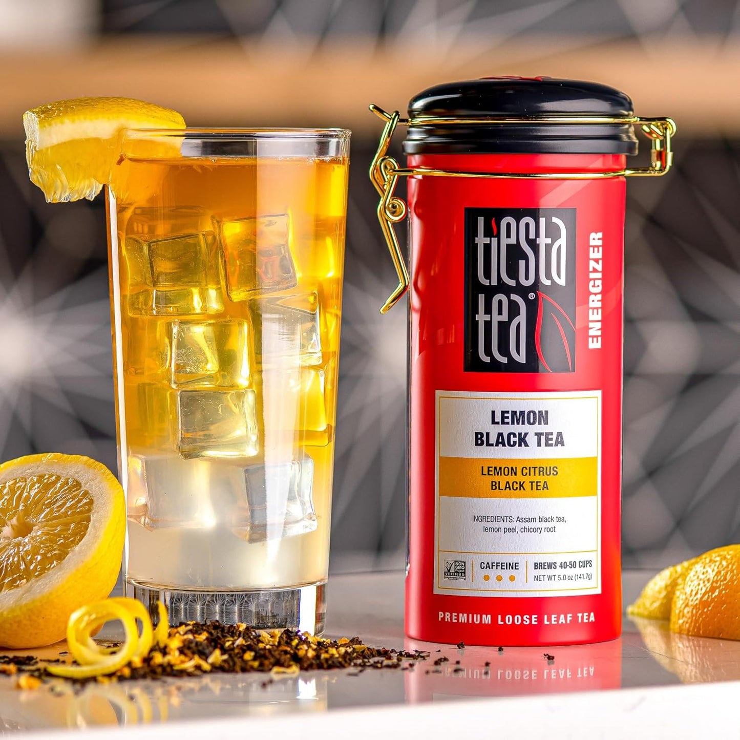 Tiesta Tea - Lemon Black Tea, Loose Leaf, Lemon Citrus Black, Premium Blend, High Caffeinated, Makes Hot or Iced, Brews Up to 50 Cups, 5oz Refillable Tin