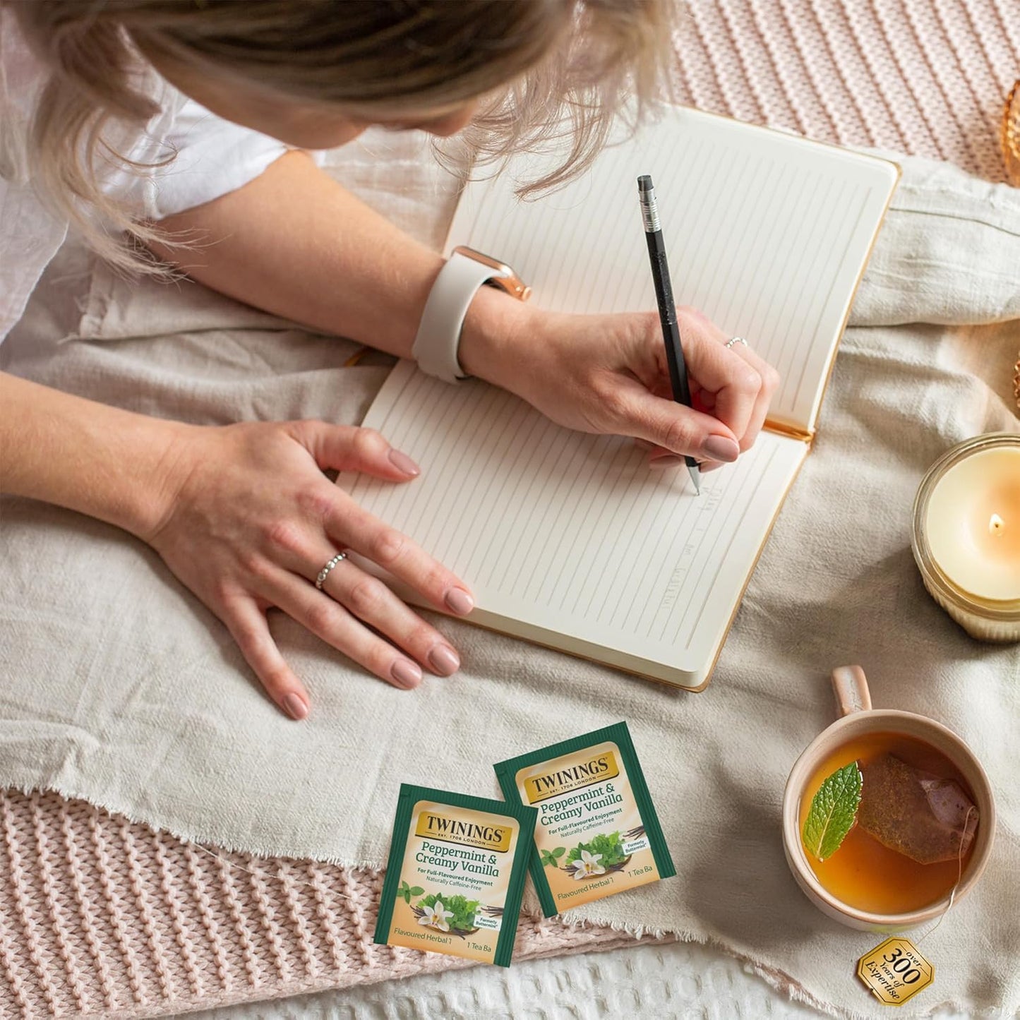 Twinings Peppermint & Creamy Vanilla Herbal Tea Individually Wrapped Bags, 20 Count (Pack of 1), Formerly Buttermint, Naturally Caffeine-Free, Enjoy Hot or Iced