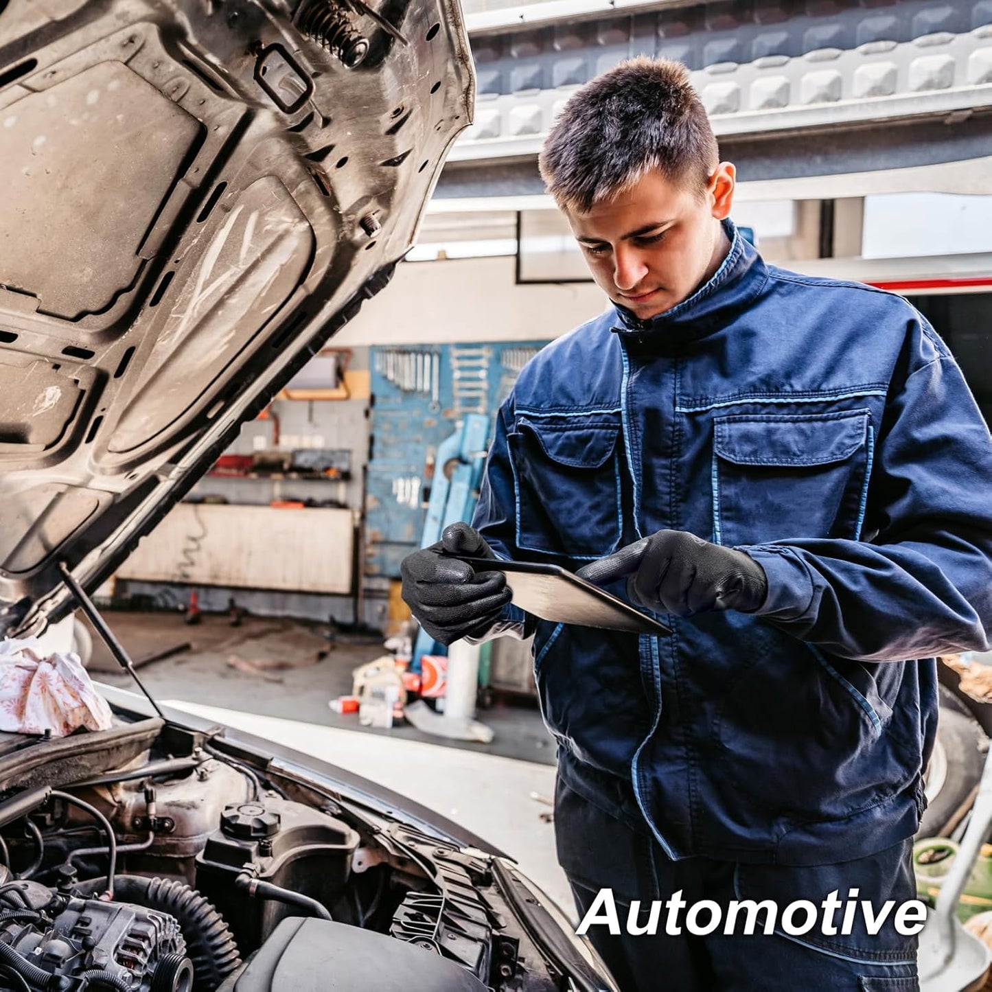 KAYGO Safety Work Gloves PU Coated for Men and Women, 12 Pairs KG11PB, Seamless Knit Glove with Two Fingers Touchscreen, breathable and lightweight Ideal for General Duty Work (XL,Black)