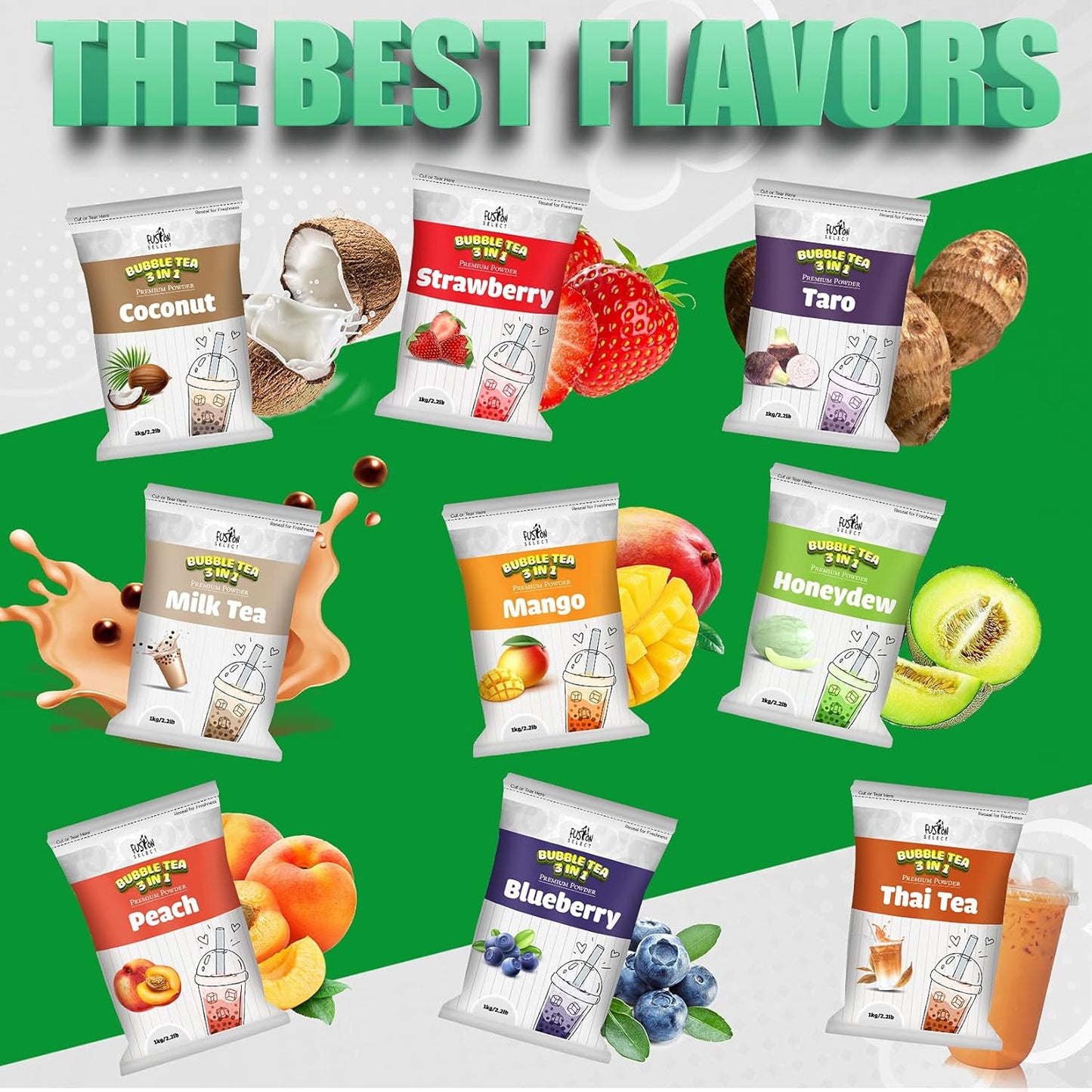 Fusion Select 2.2lb Tea Powder Strawberry Flavored-3-in-1 Drink Powder with Cream & Sugar - Instant Pre-Mixed Beverage for Hot or Cold Blends or Yummy Frappes (Strawberry)