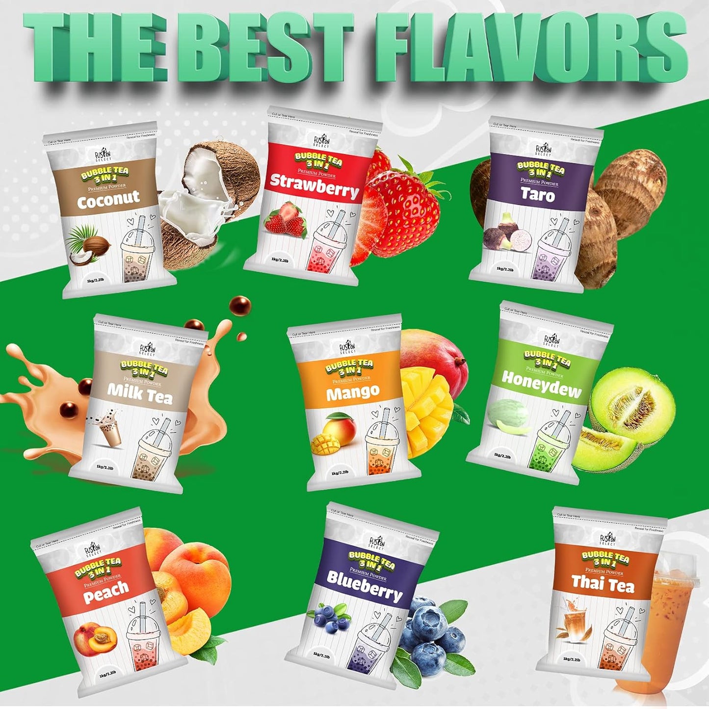 Fusion Select 2.2lb Coconut Milk Tea Powder Coconut Flavored-3-in-1 Drink Powder with Cream & Sugar - Instant Pre-Mixed Beverage for Hot or Cold Blends or Yummy Frappes
