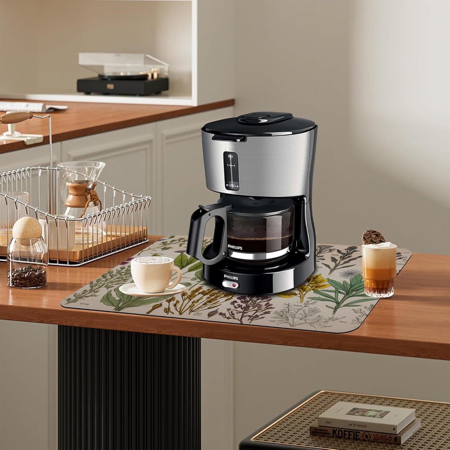 Dish Drying Mat Vibrant Bouquet of Spring Flowers Kitchen Mat 16"x24" Bsorbent Coffee Maker Mat for Dishes,Utensils Coffee Maker Pots and Pans Easy Clean Dish Slip Resistant Pad