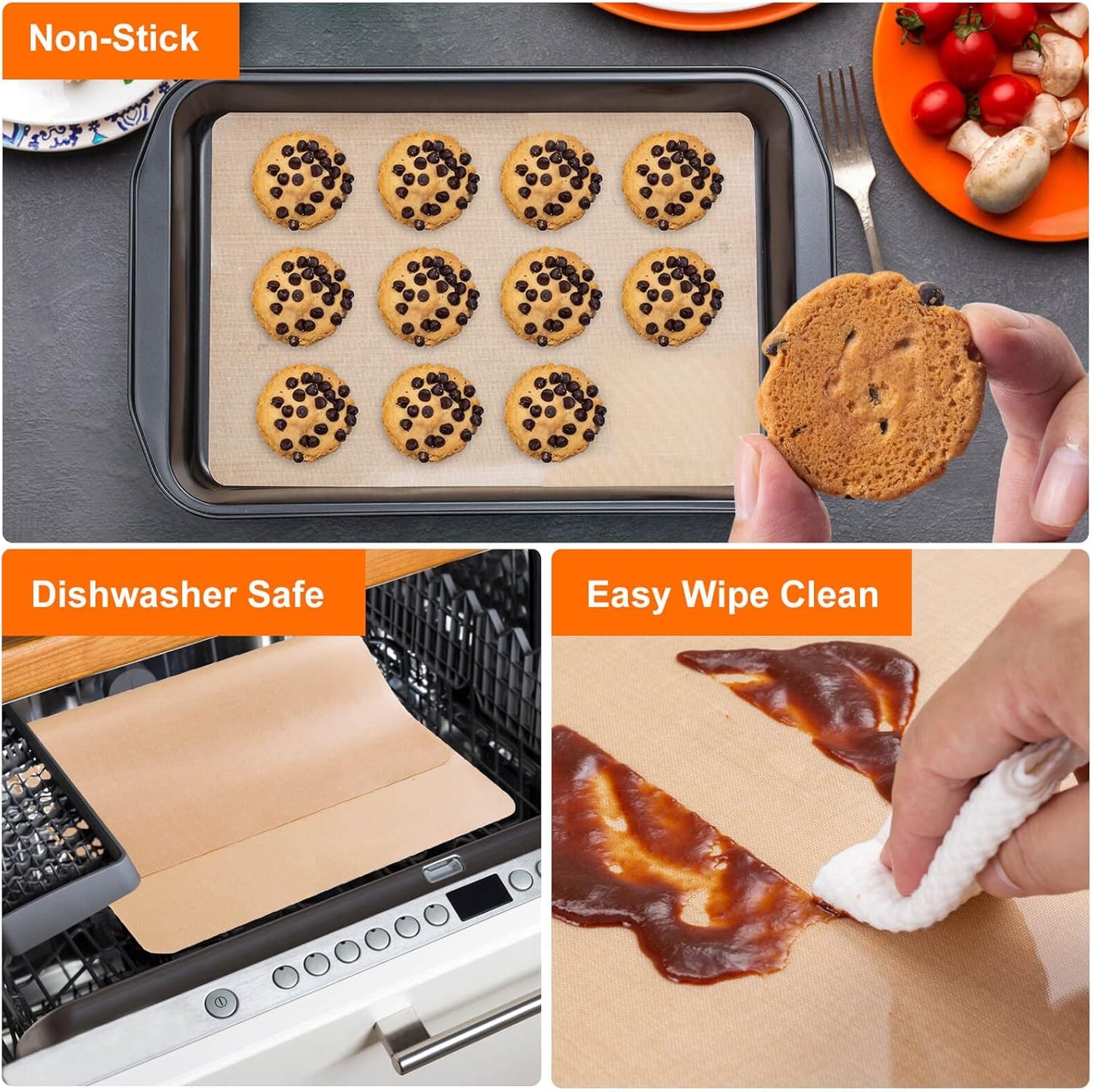 Silicone Baking Mat Roll -16IN x 10FT Non Stick Heat Resistant Food Grade Baking Mats, No Slip Reusable Freeze Dryer Mat,Pastry Mat,Countertop Protector Mat, Washable Oil-Proof Refrigerator Liners