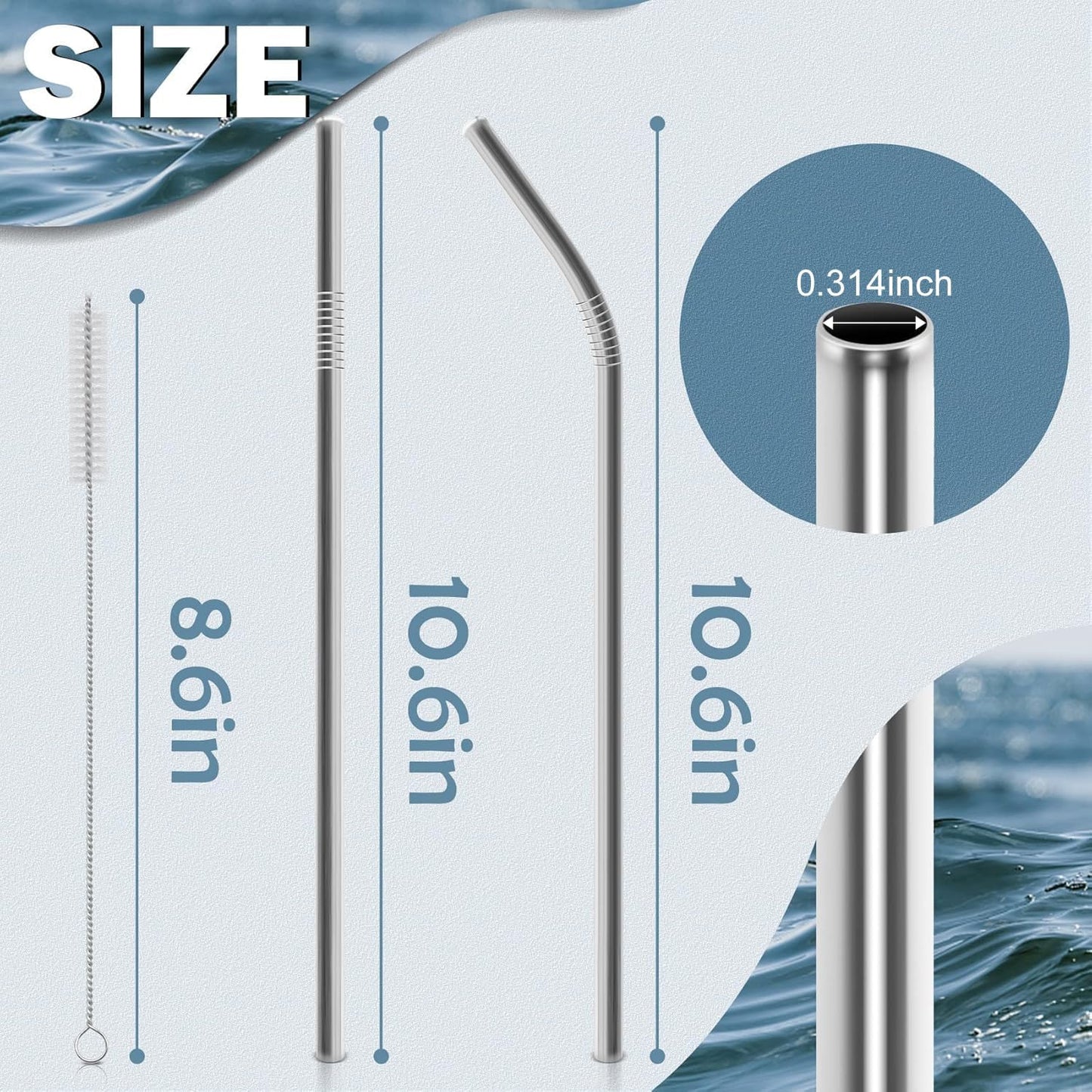Stainless Steel Replacement Straws for Stanley Adventure Travel Tumbler (6 Straws for 30oz)