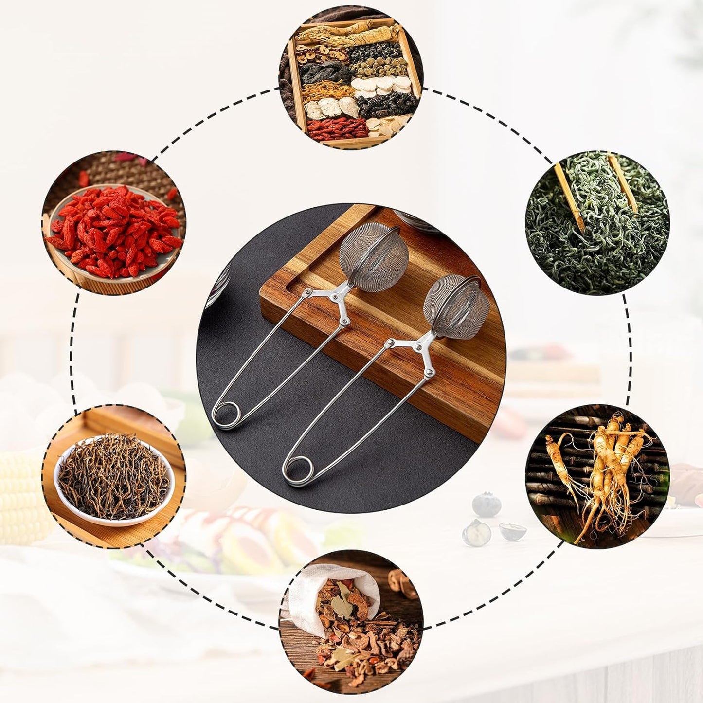 Snap Ball Tea Strainer, Voittozege 20 Pcs Premium Stainless Steel Tea Infuser with Handle Tea Infuser Filter with Tong Pincer Steeper Reusable for Loose Leaf Tea, Spices, Seasonings