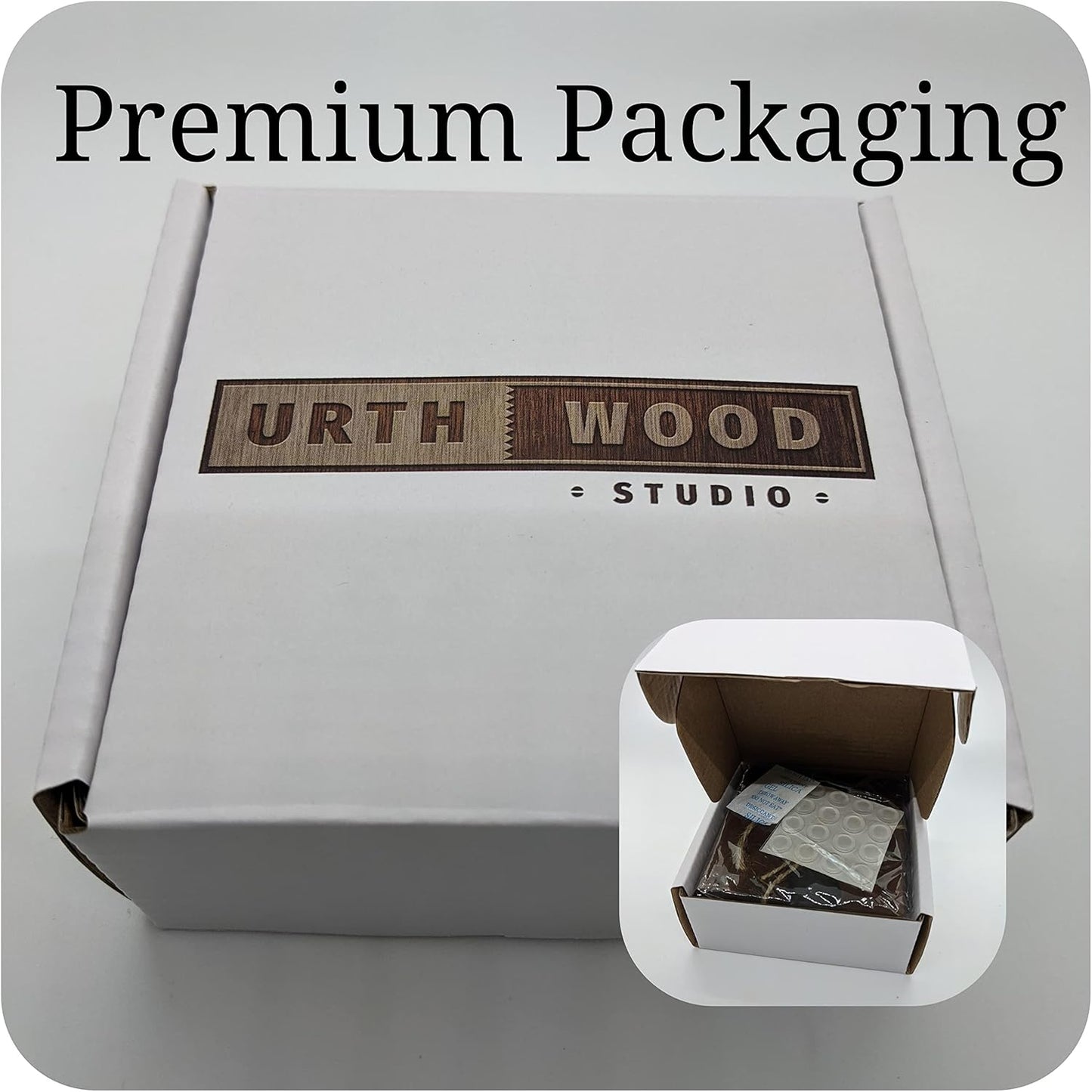 Generic Wood Coaster Set for Drinks | Handmade with Dark Walnut & Natural Wood Sealant Finish for Water Resistance, Easy Cleaning & No Stains | Epoxy Resin River (4 Pieces) (White)