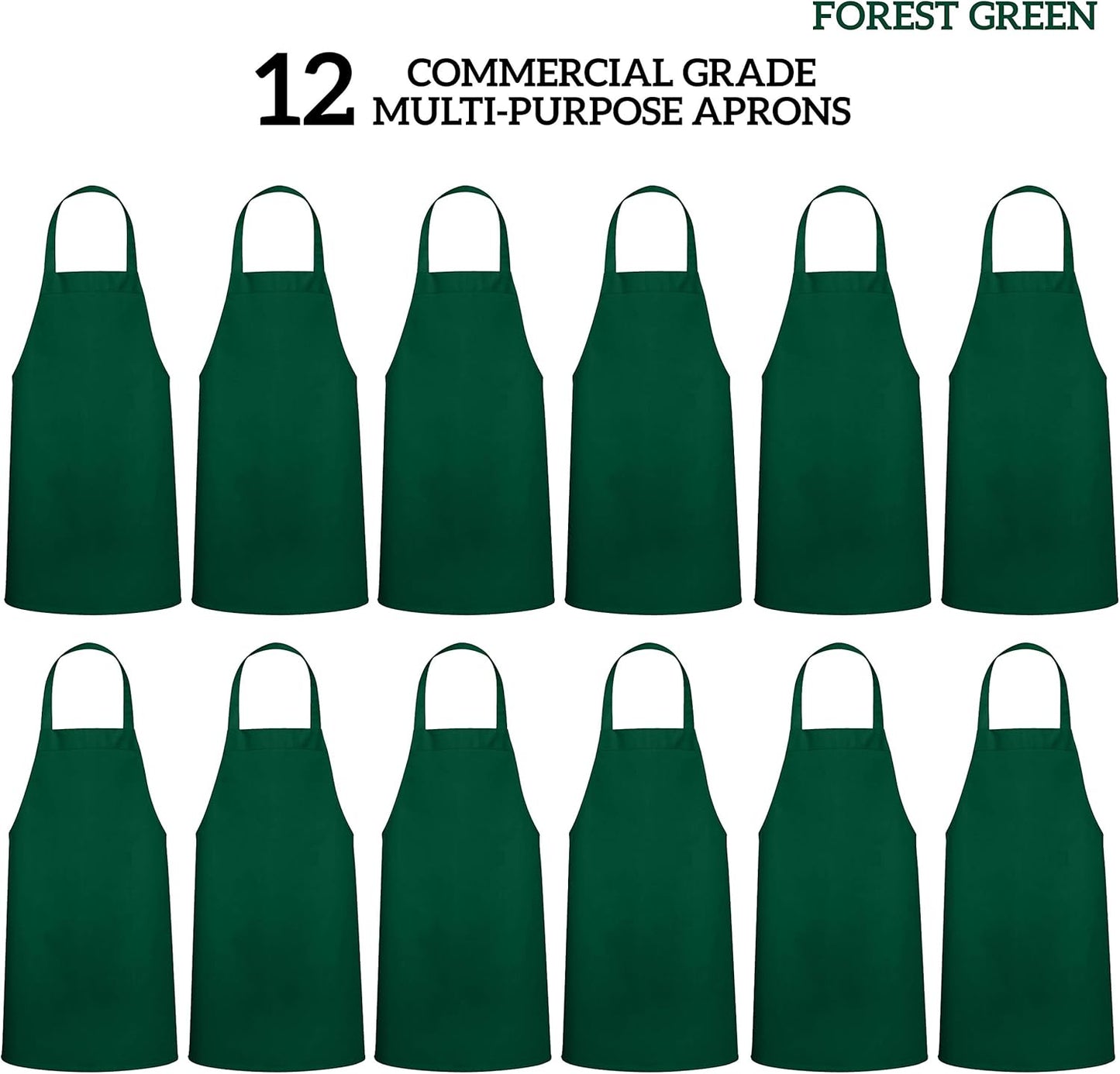 GREEN LIFESTYLE 12 Pack Professional Chef Apron – Grilling Aprons for Men, Waterproof Cooking Aprons for BBQ, Work or Restaurant Use, Kitchen Aprons for Women – Green, No Pockets